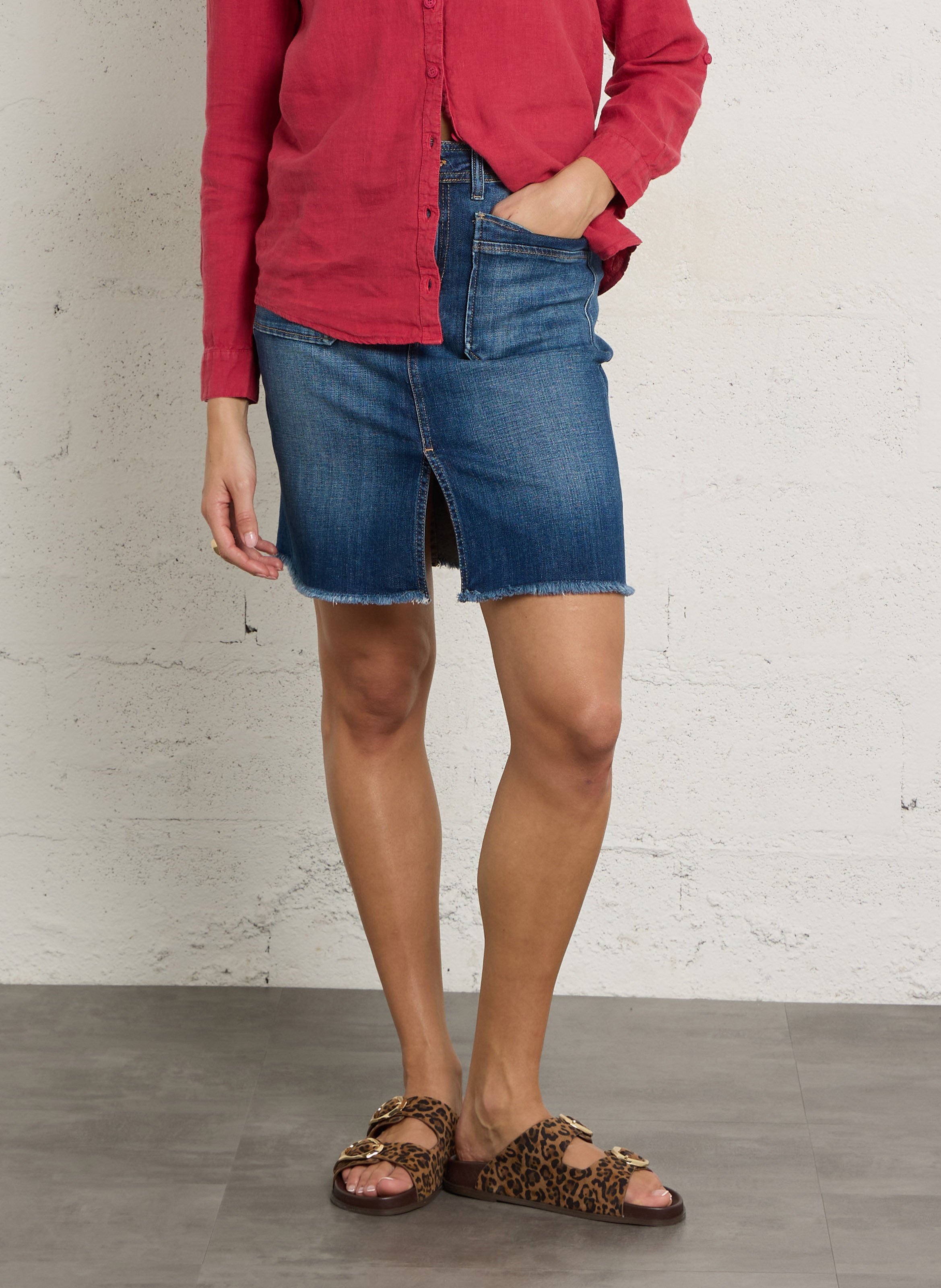 Gerader Rock aus Baumwollmischung LE TEMPS DES CERISES Blau