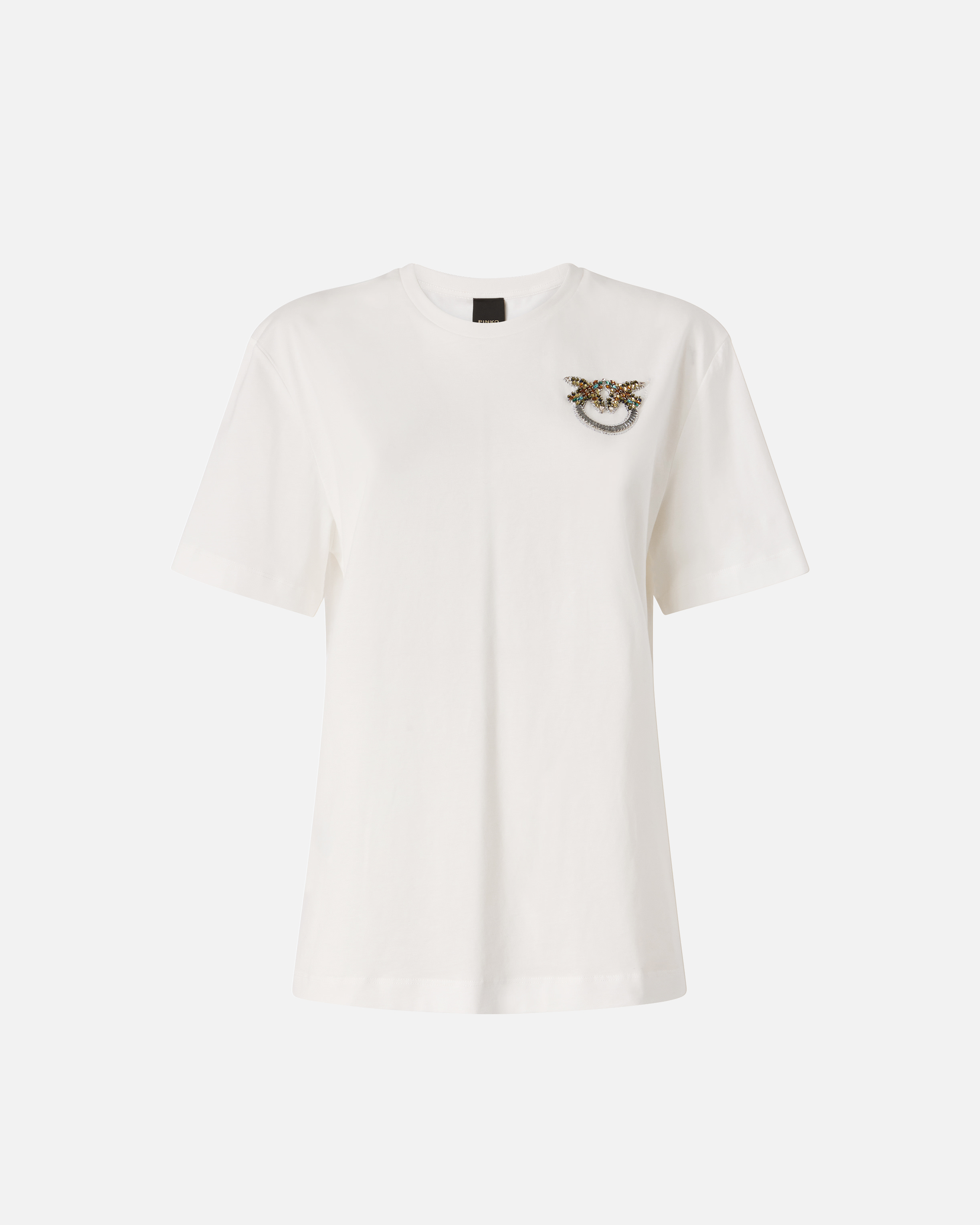 T-shirt avec application bijou love birds PINKO Blanc