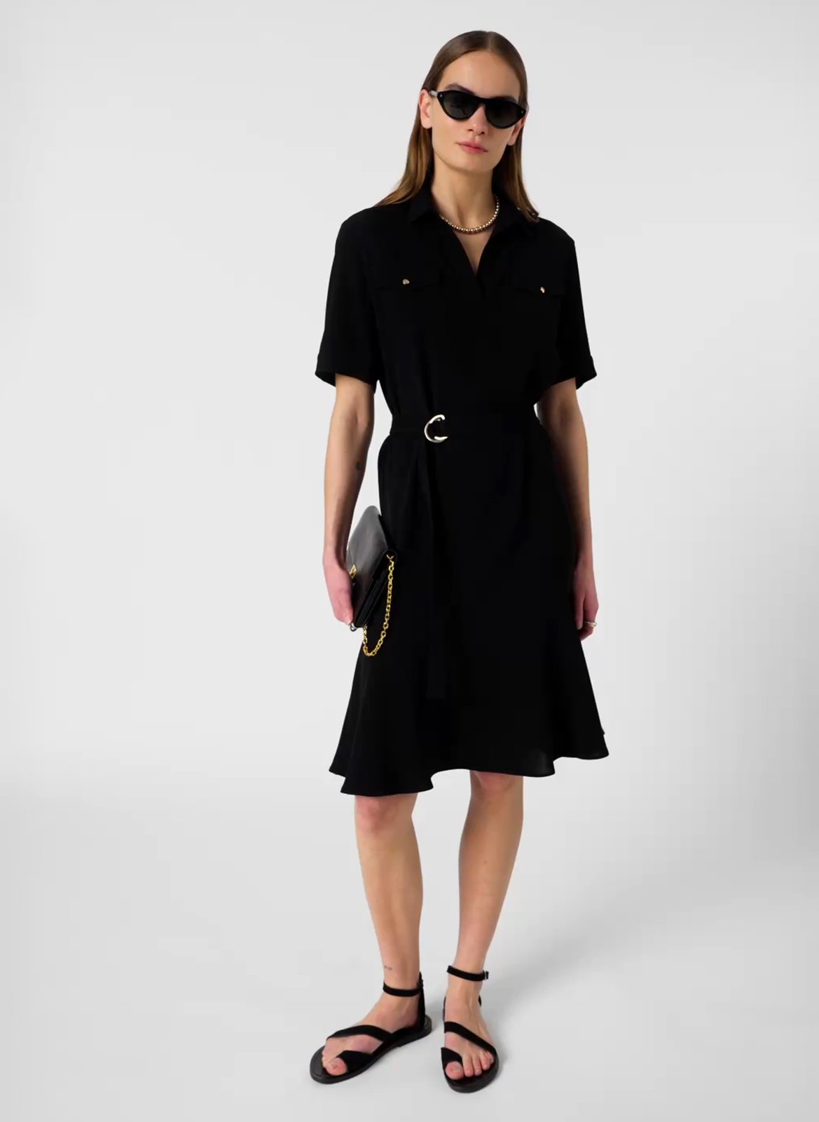 Kurzes einfarbiges tailliertes Kleid GERARD DAREL Schwarz