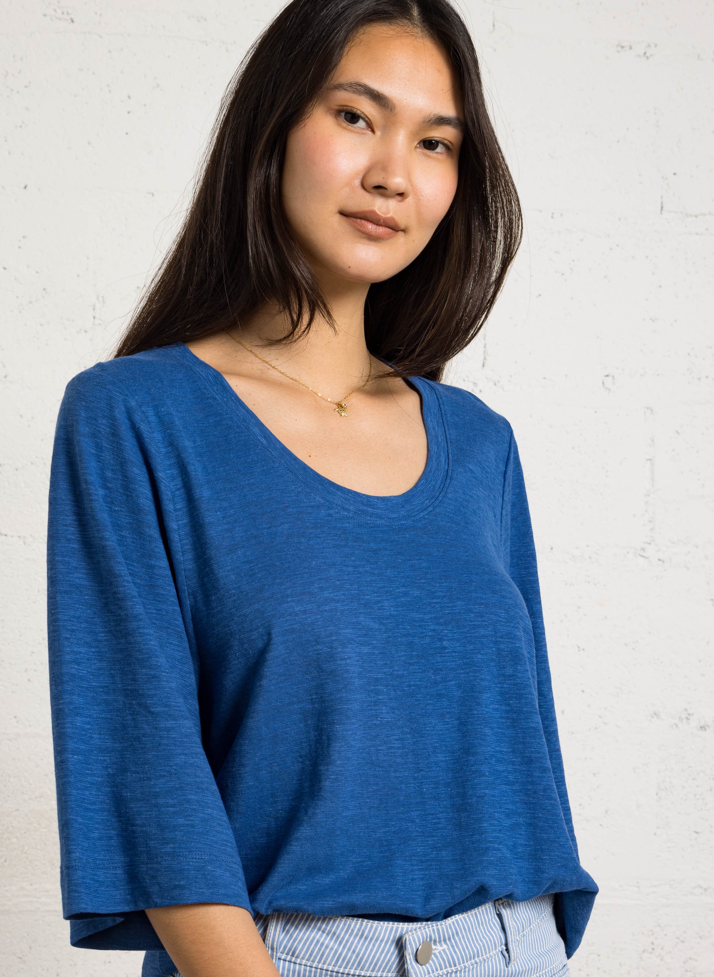 Effen top met lange mouwen en ronde hals MAISON 123