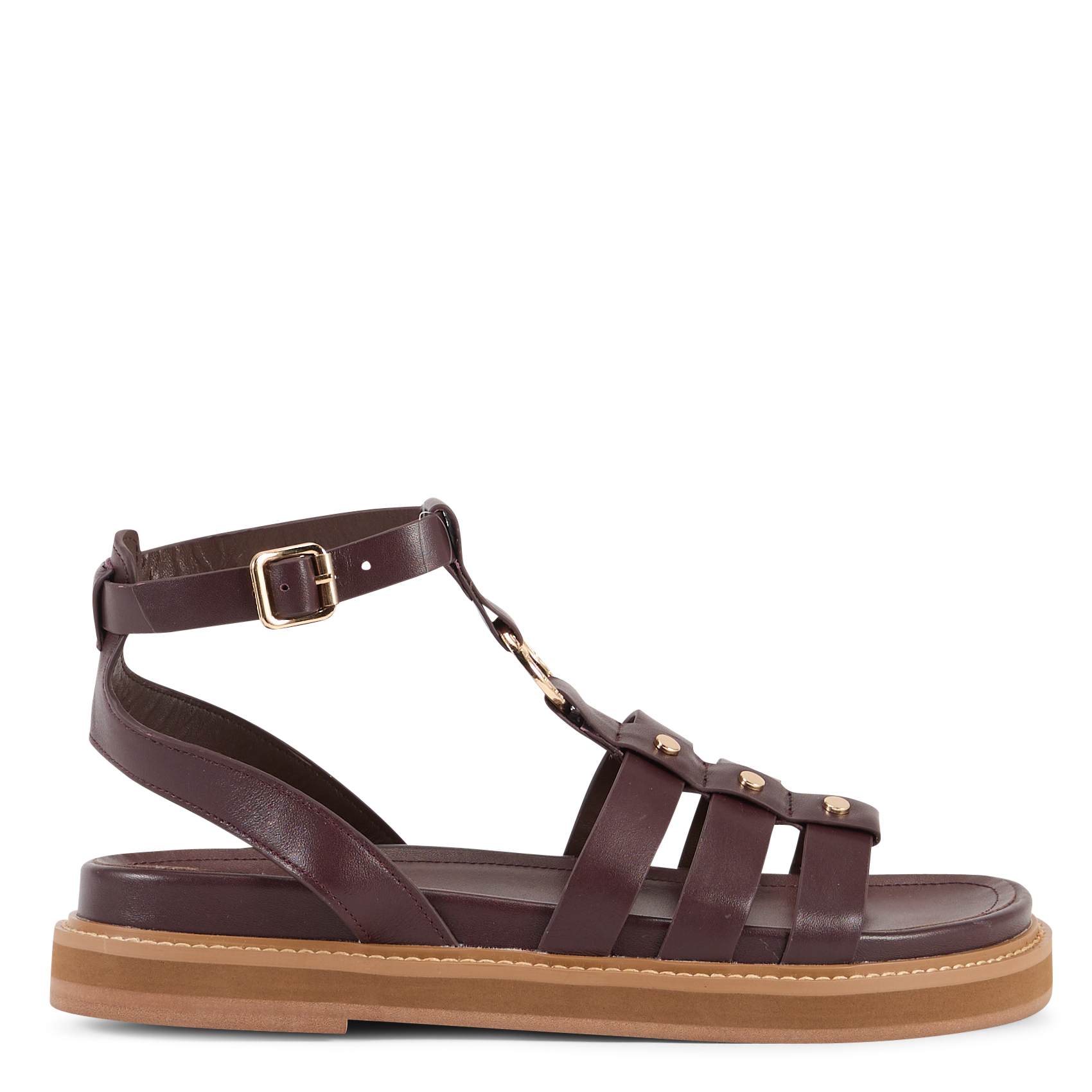 Sandales plates en cuir TORAL Rouge