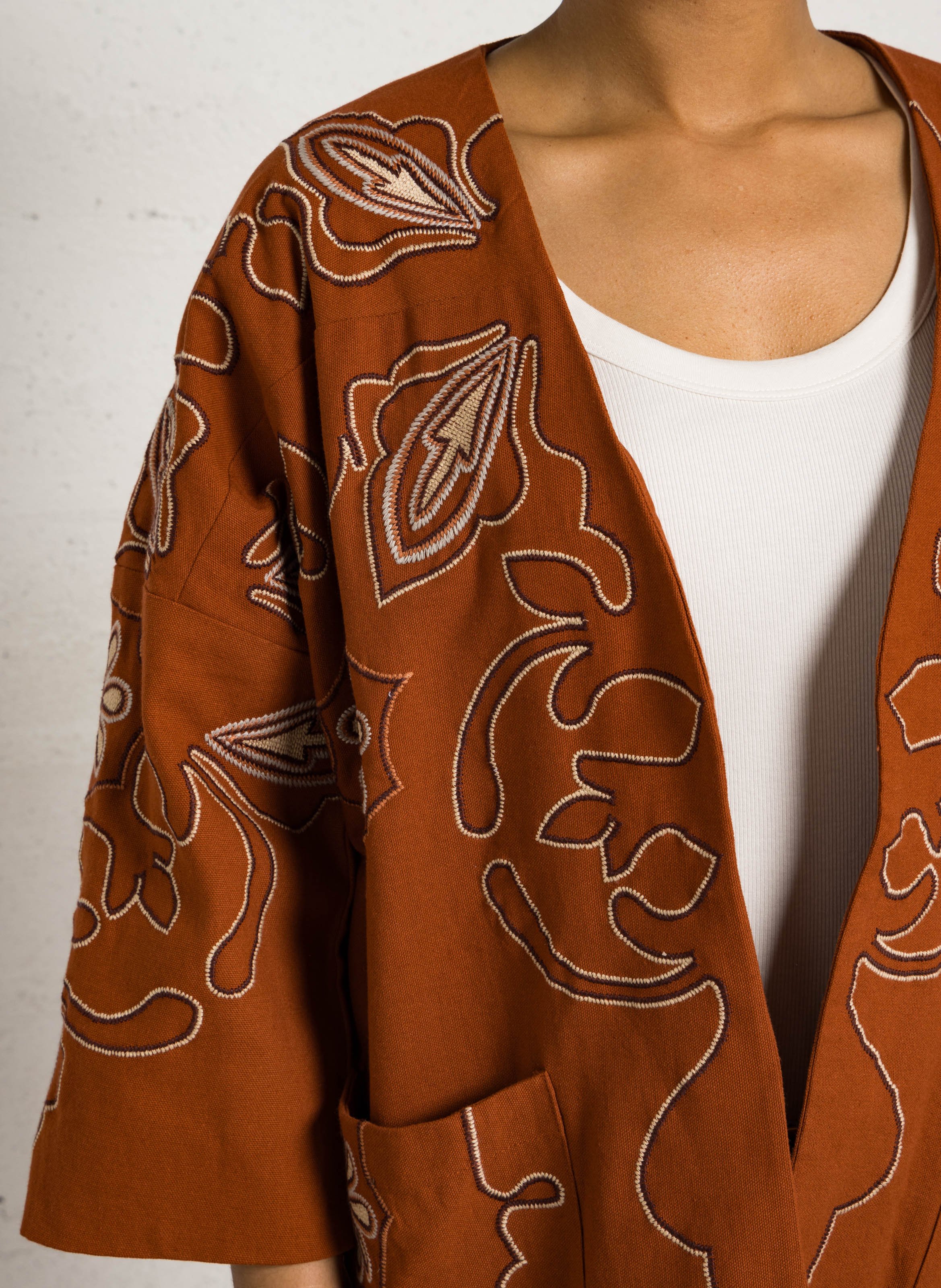 Veste droite manches 3/4 brodée MAISON 123 Rouge