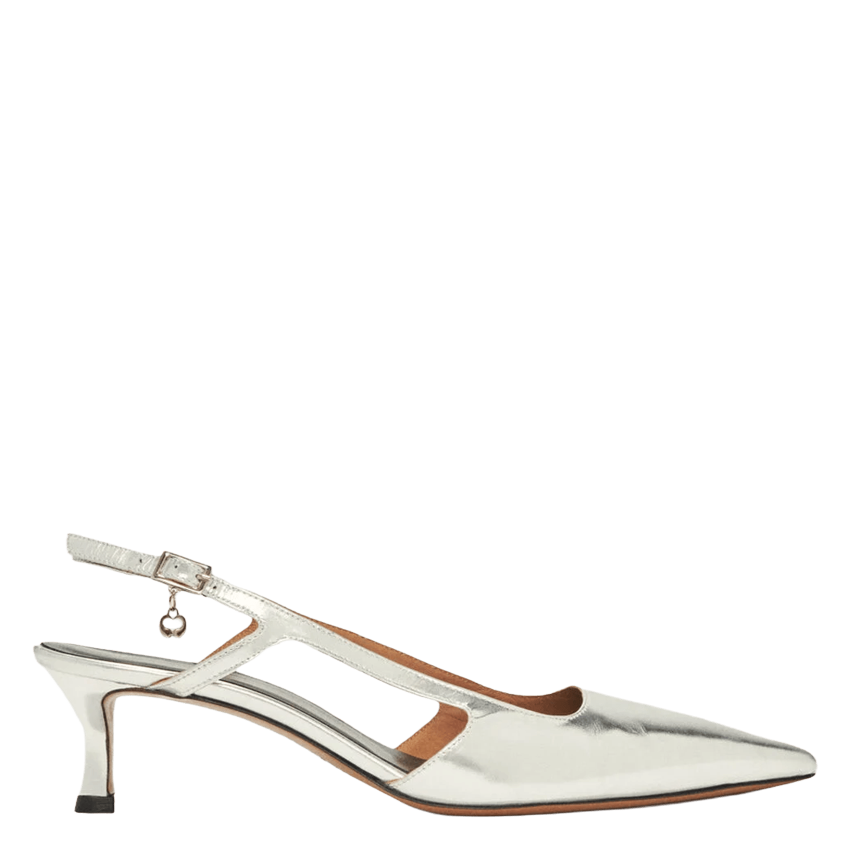 Sandales sling-back métallisées MAJE Argent