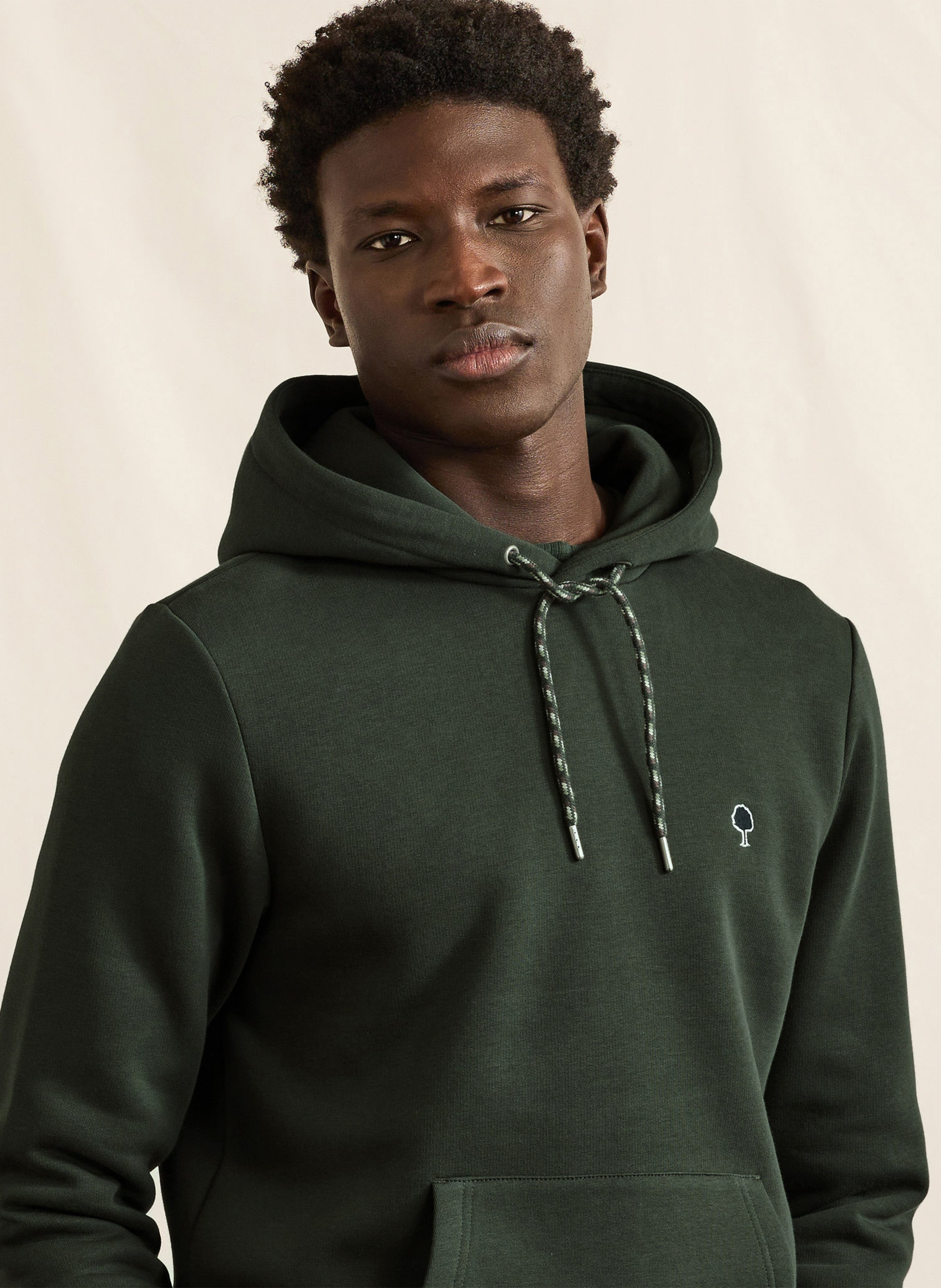 Sweat droit uni à capuche FAGUO Vert