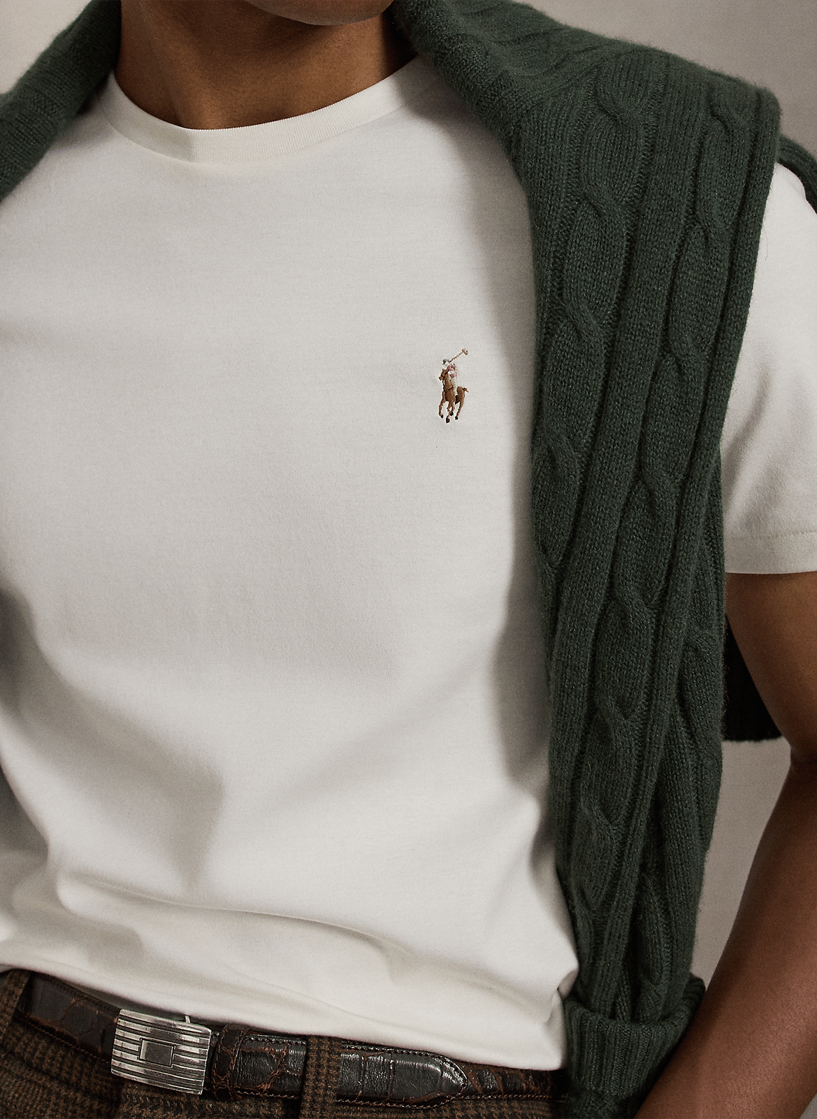 Rundhals-T-Shirt aus Pima-Baumwolle mit Pony Player, Slim Fit POLO RALPH LAUREN Beige