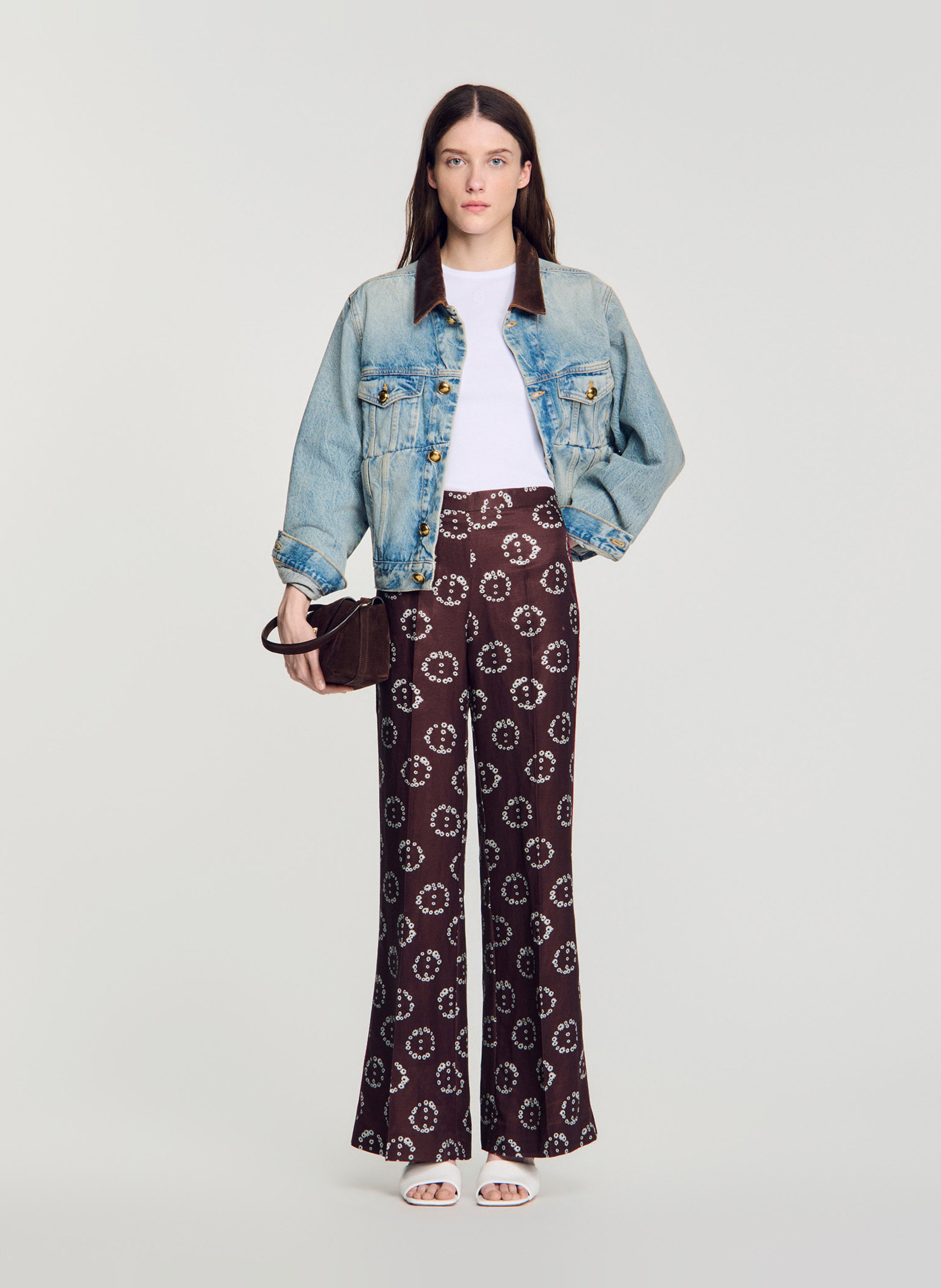 Pantalon évasé imprimé SANDRO Marron