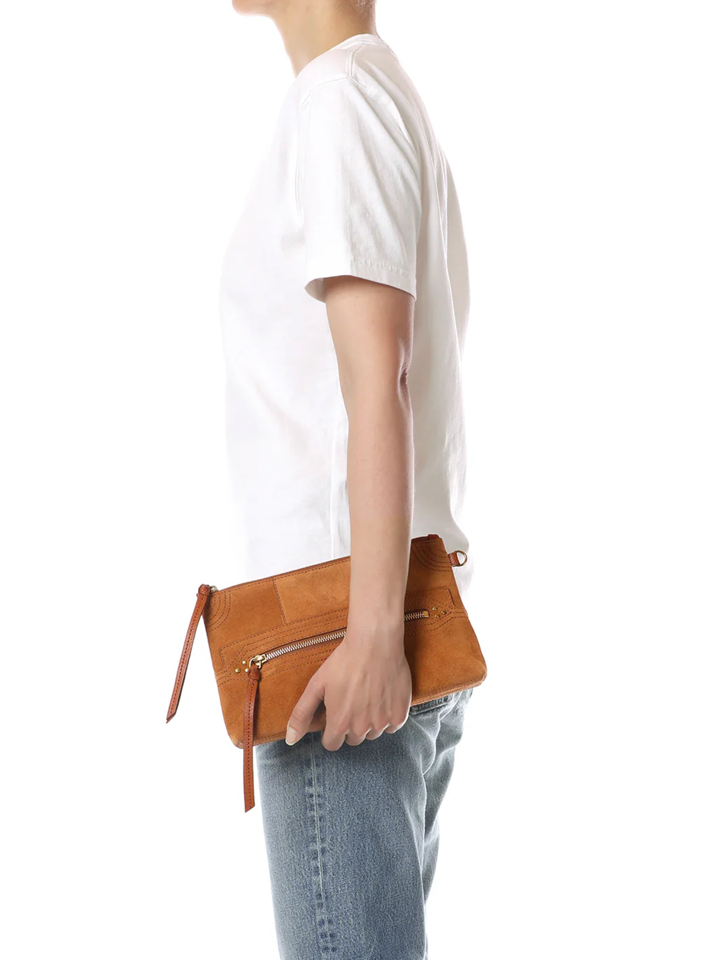 Suede clutch bag JEROME DREYFUSS Brown