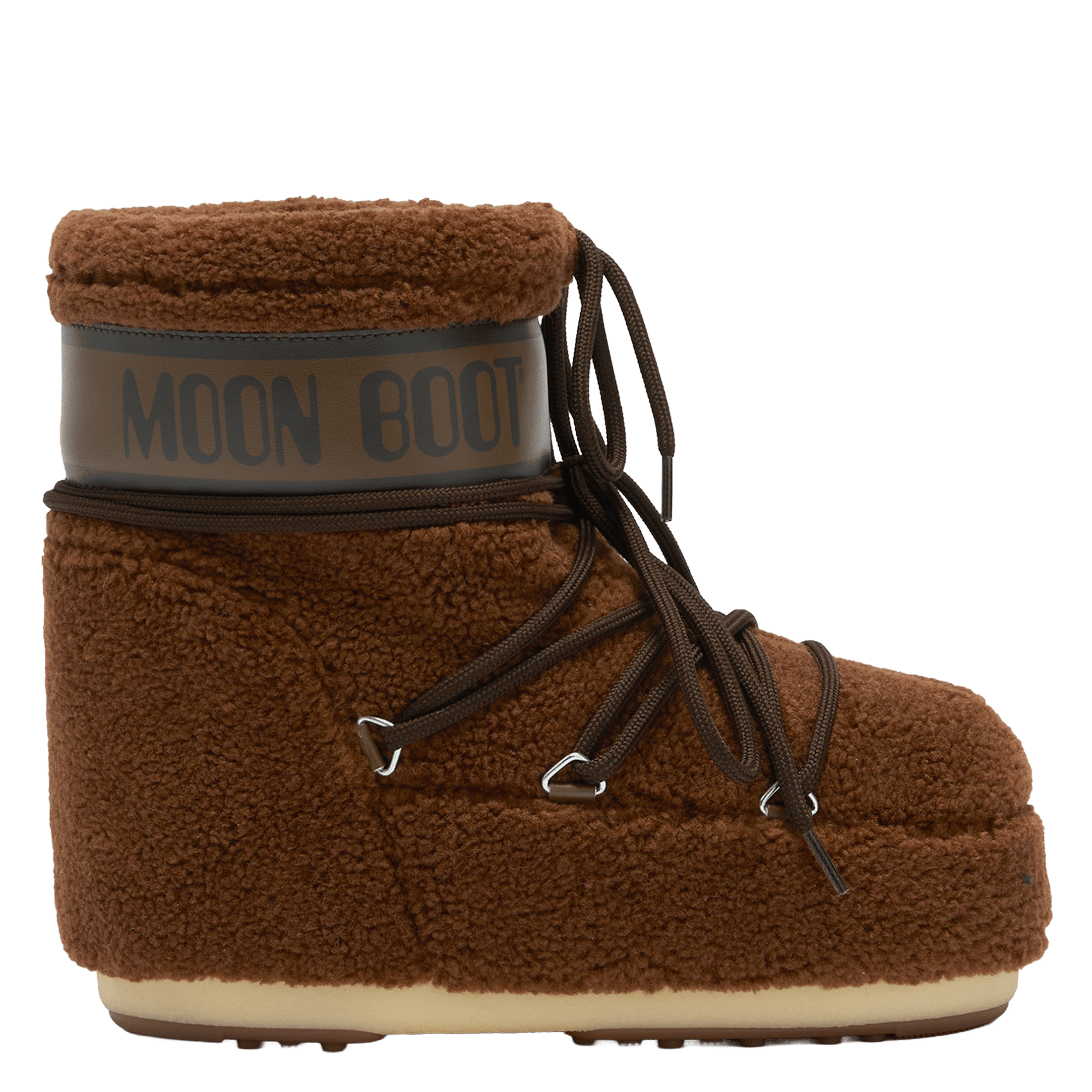 Boots à lacets en fourrure bouclée MOON BOOT Marron