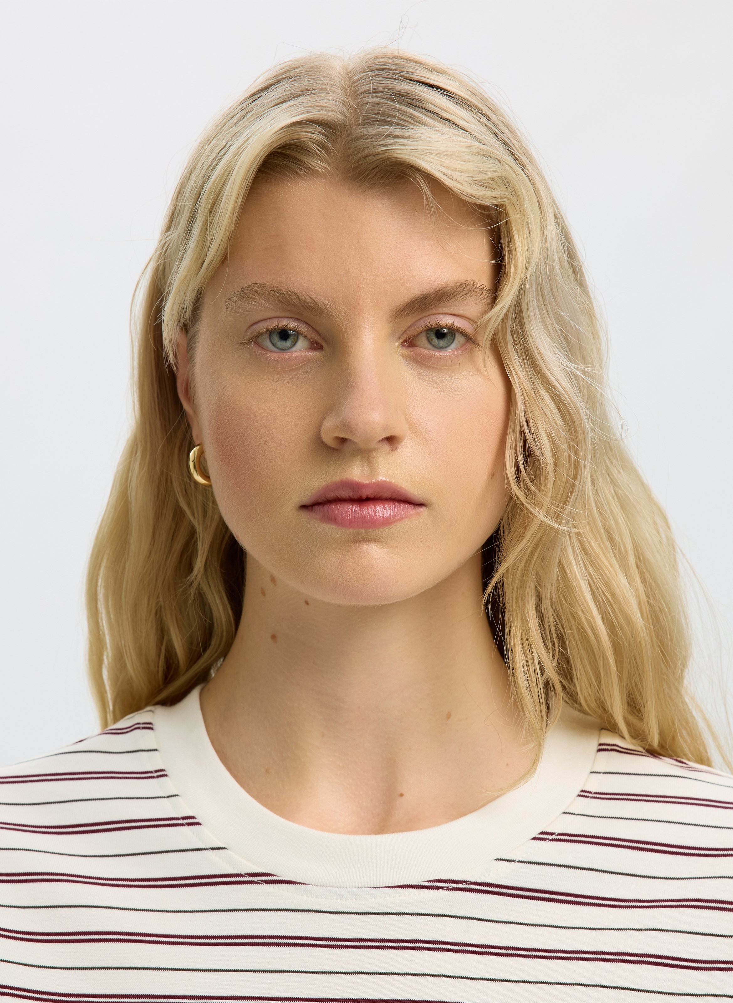 Tee-shirt droit en coton bio rayé | Prune SELECTED Femme