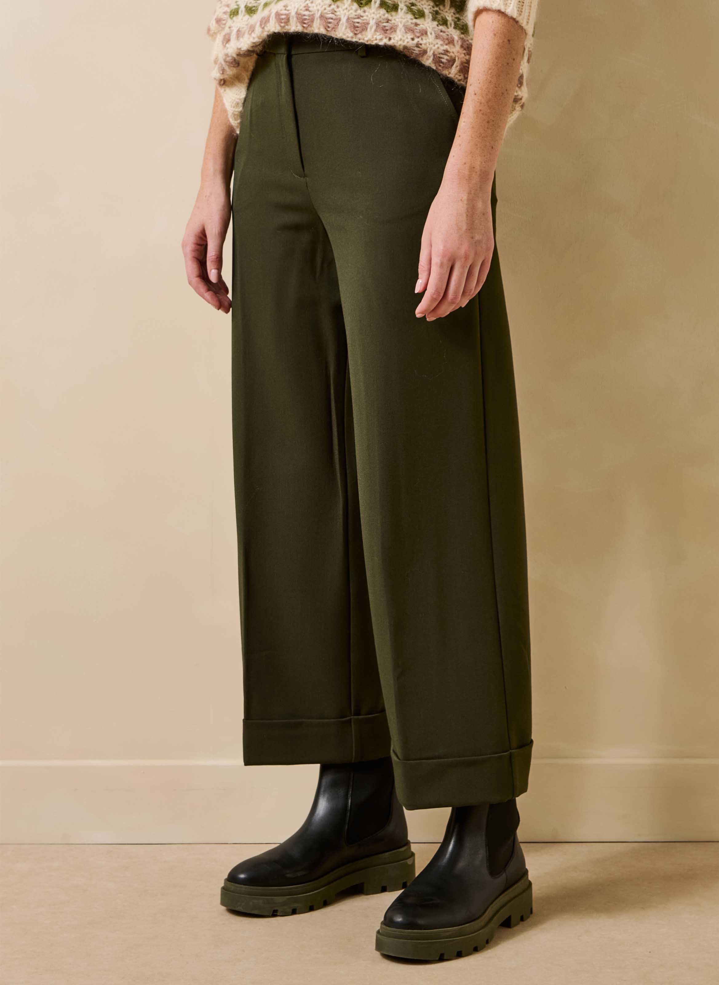 High-waisted wide-leg pants LA FEE MARABOUTEE Green