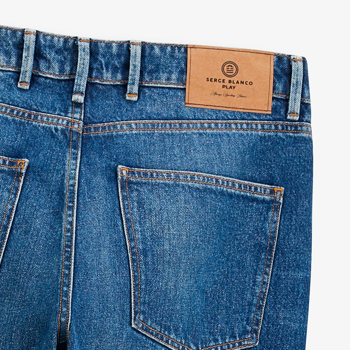 Tapered washed cotton jeans SERGE BLANCO Blue