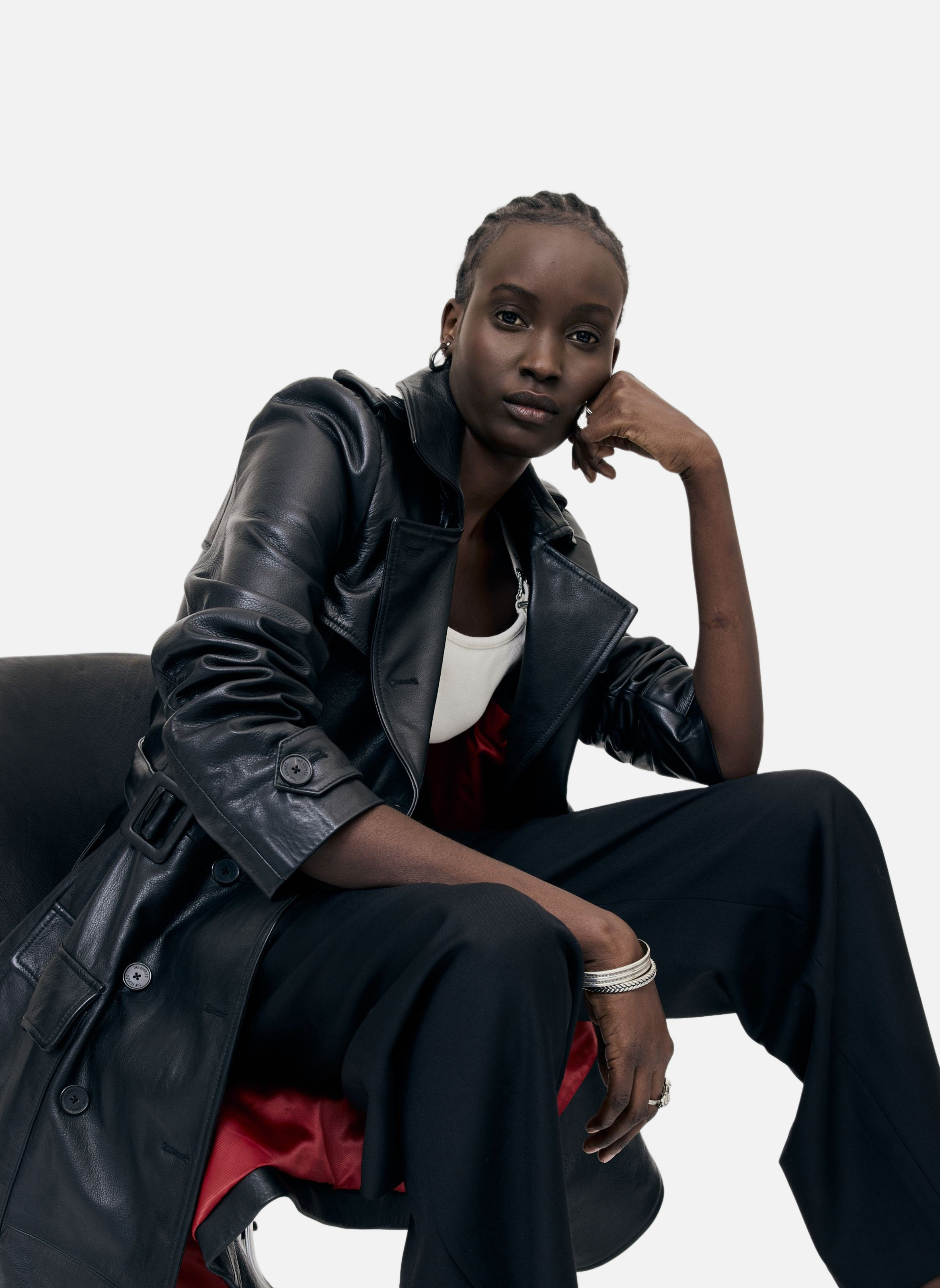 Long leather trench coat THE KOOPLES Black