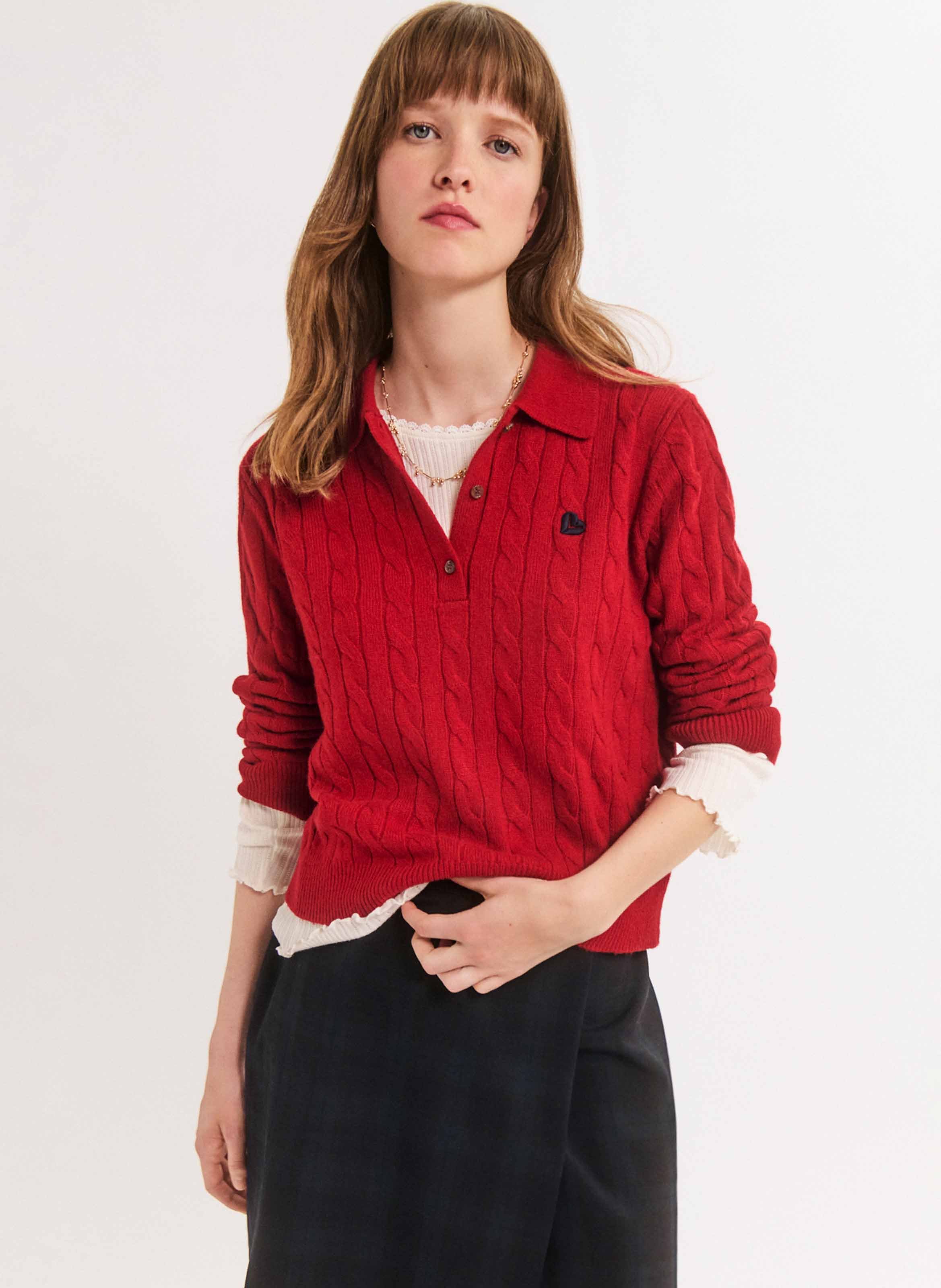 Twisted knit polo PABLO Red