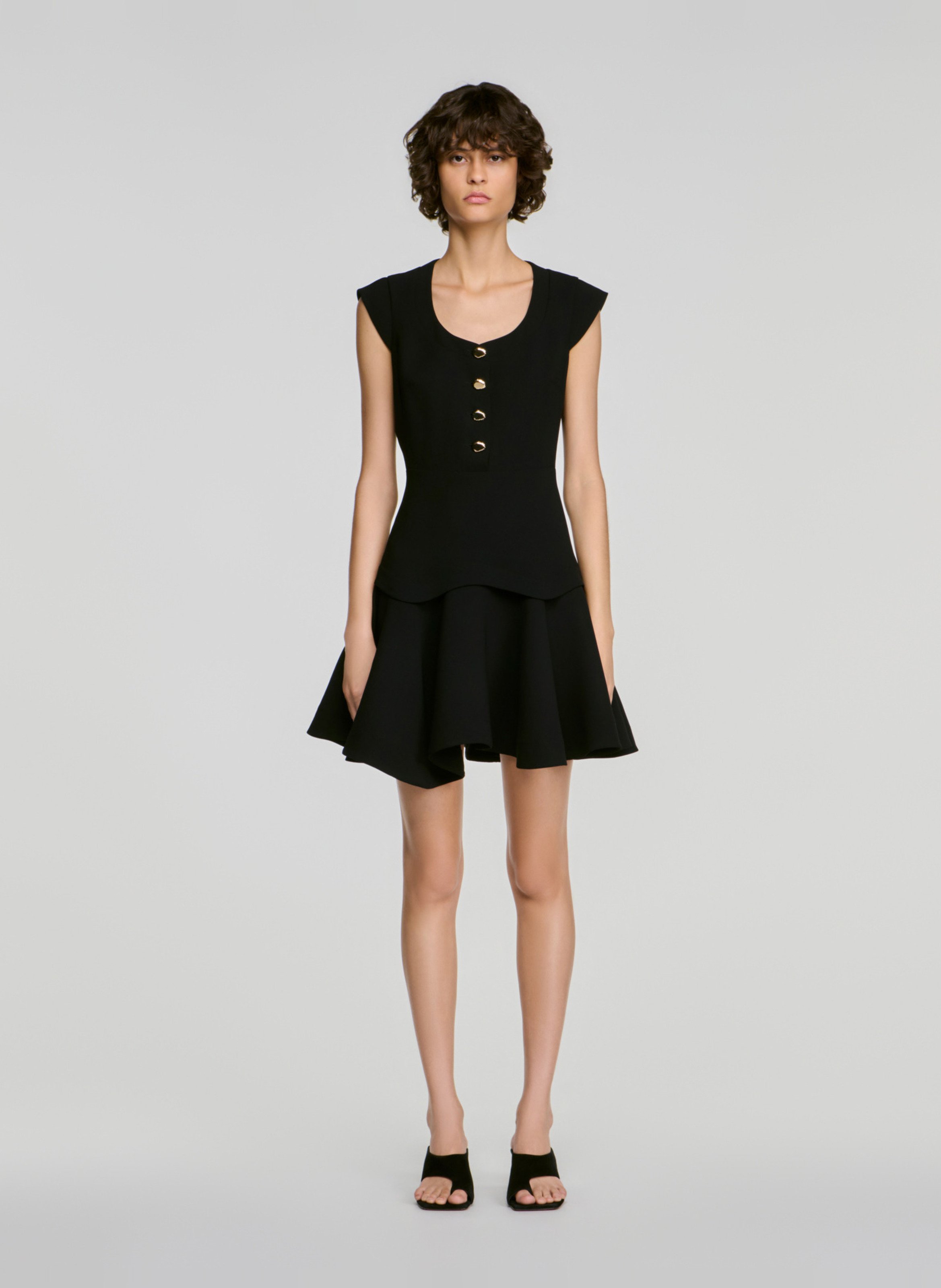 Robe col rond boutonnée SANDRO Noir