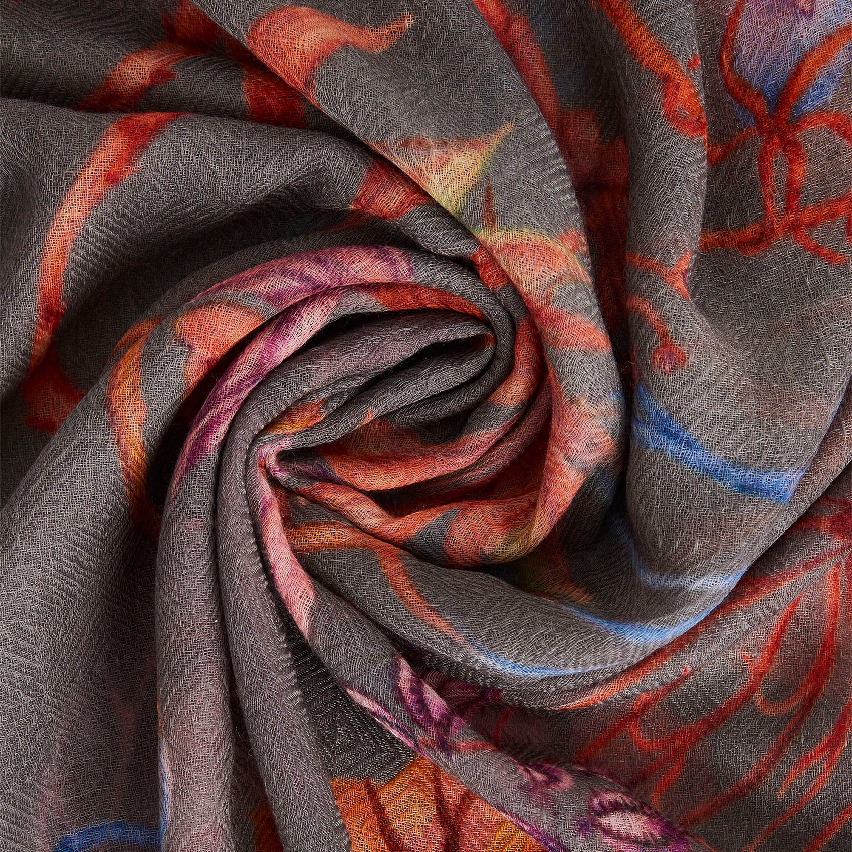 Printed wool scarf COTELAC Grey