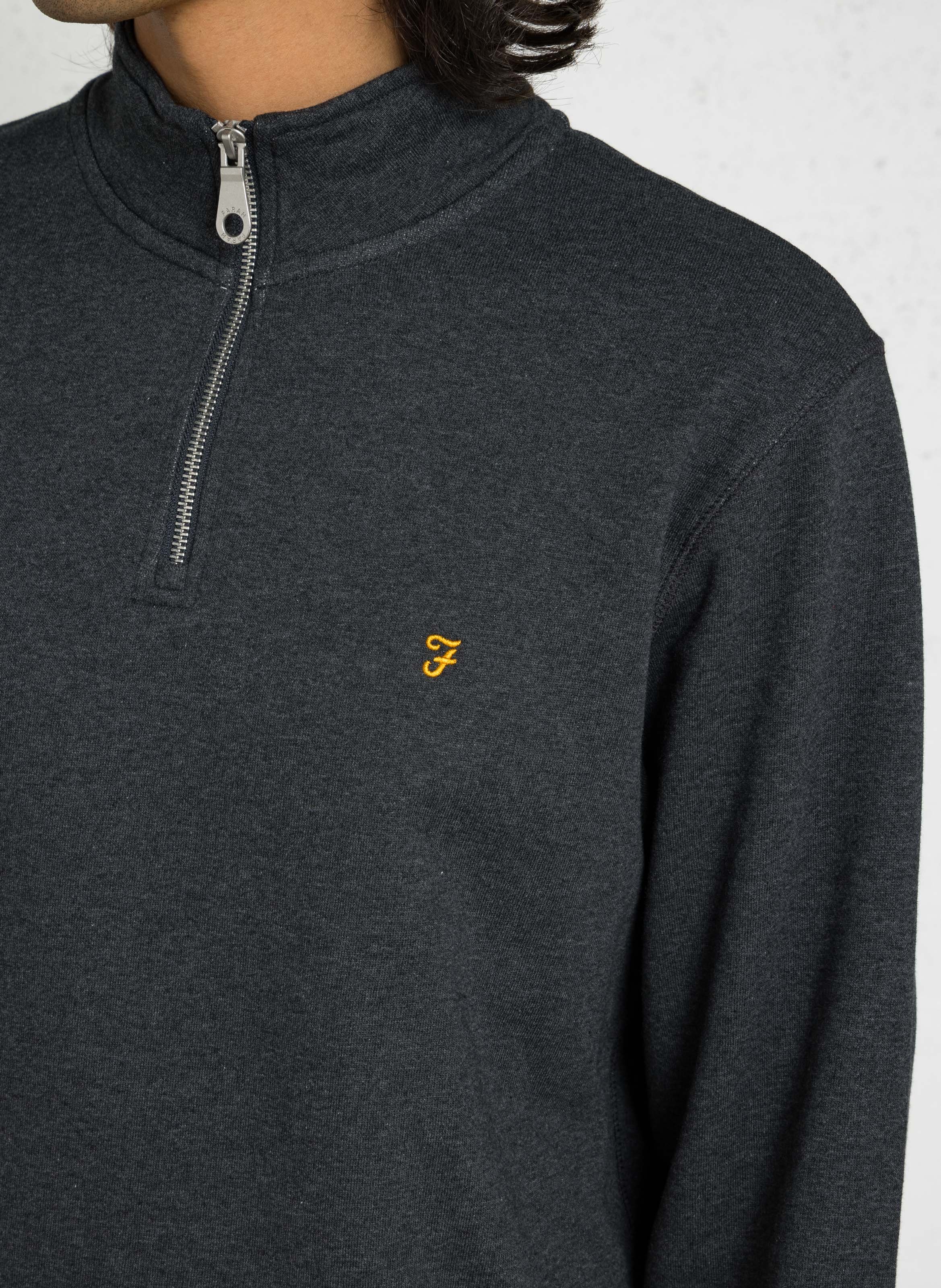 Pull col camionneur en coton  FARAH Noir