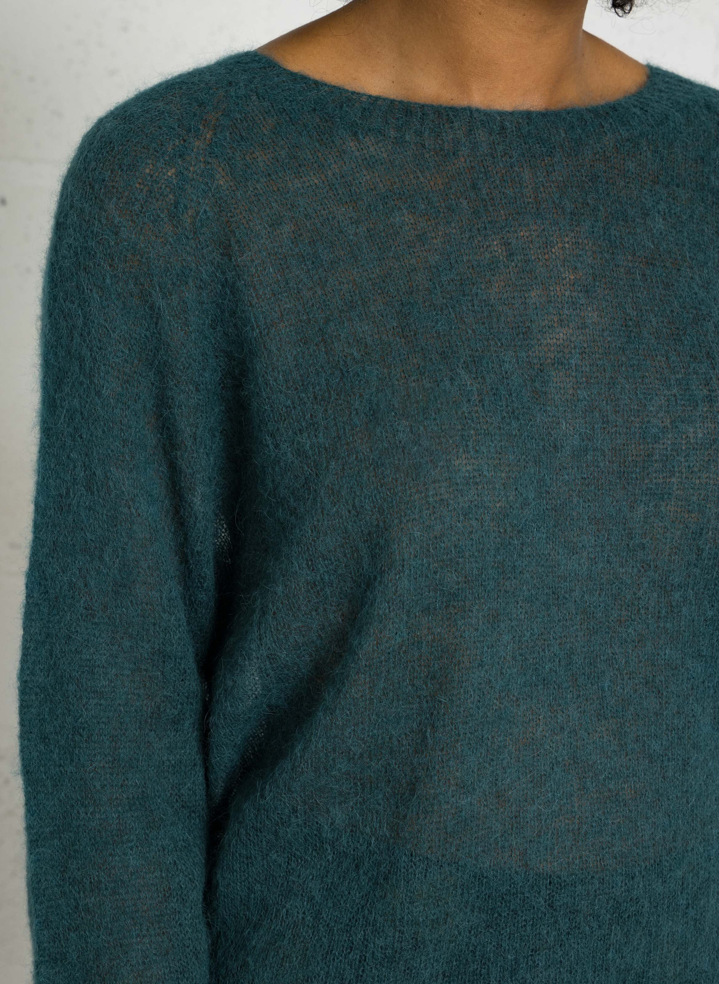 Feinstrickpullover mit Rundhalsausschnitt aus Alpakamischung NICE THINGS Grun