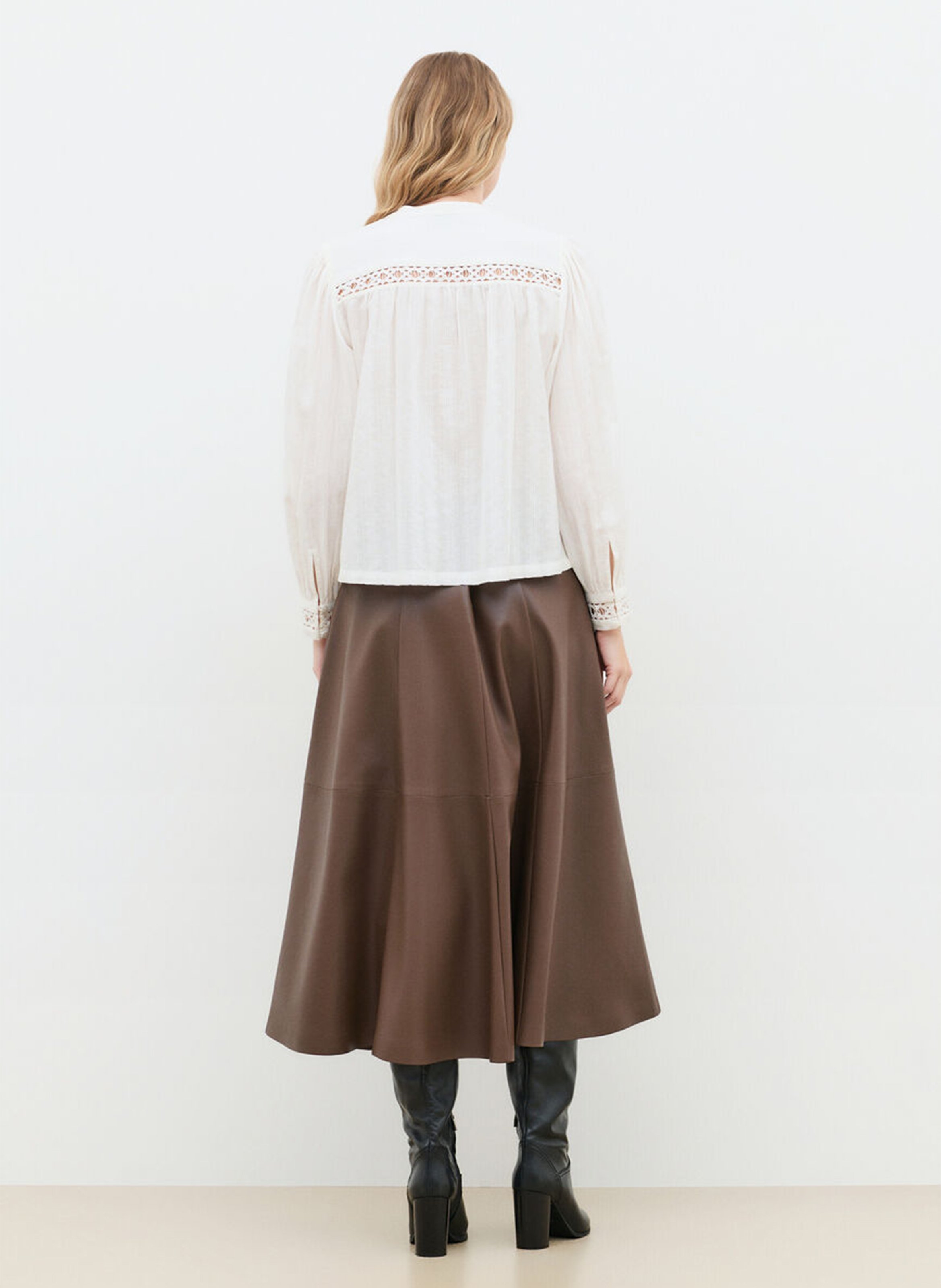 Katoenen blouse met ronde hals en knoopsluiting CAROLL Wit