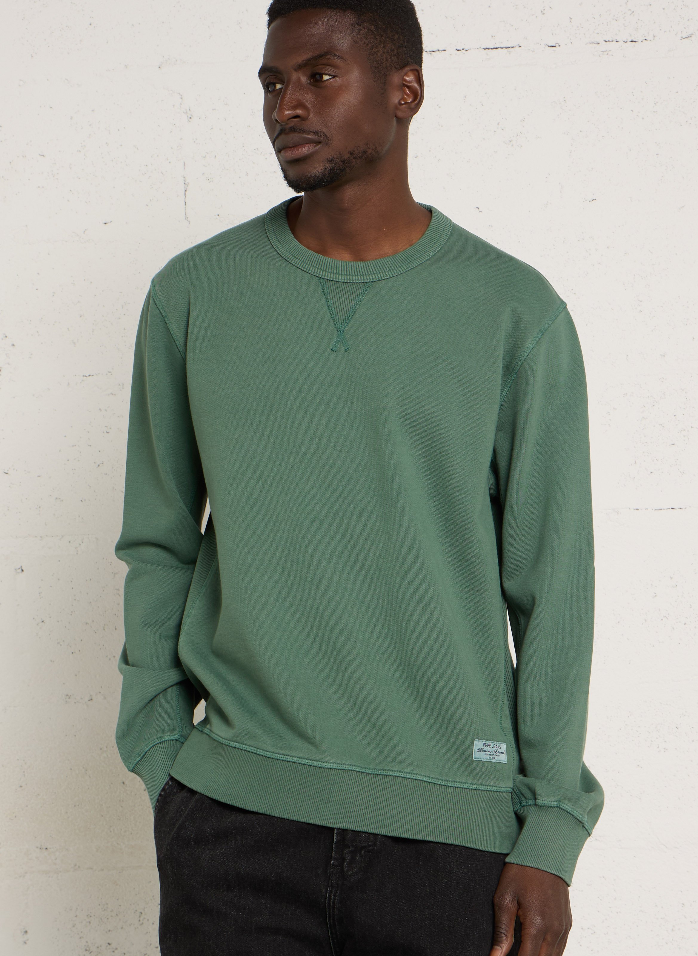 Sweat droit col rond uni PEPE JEANS Vert