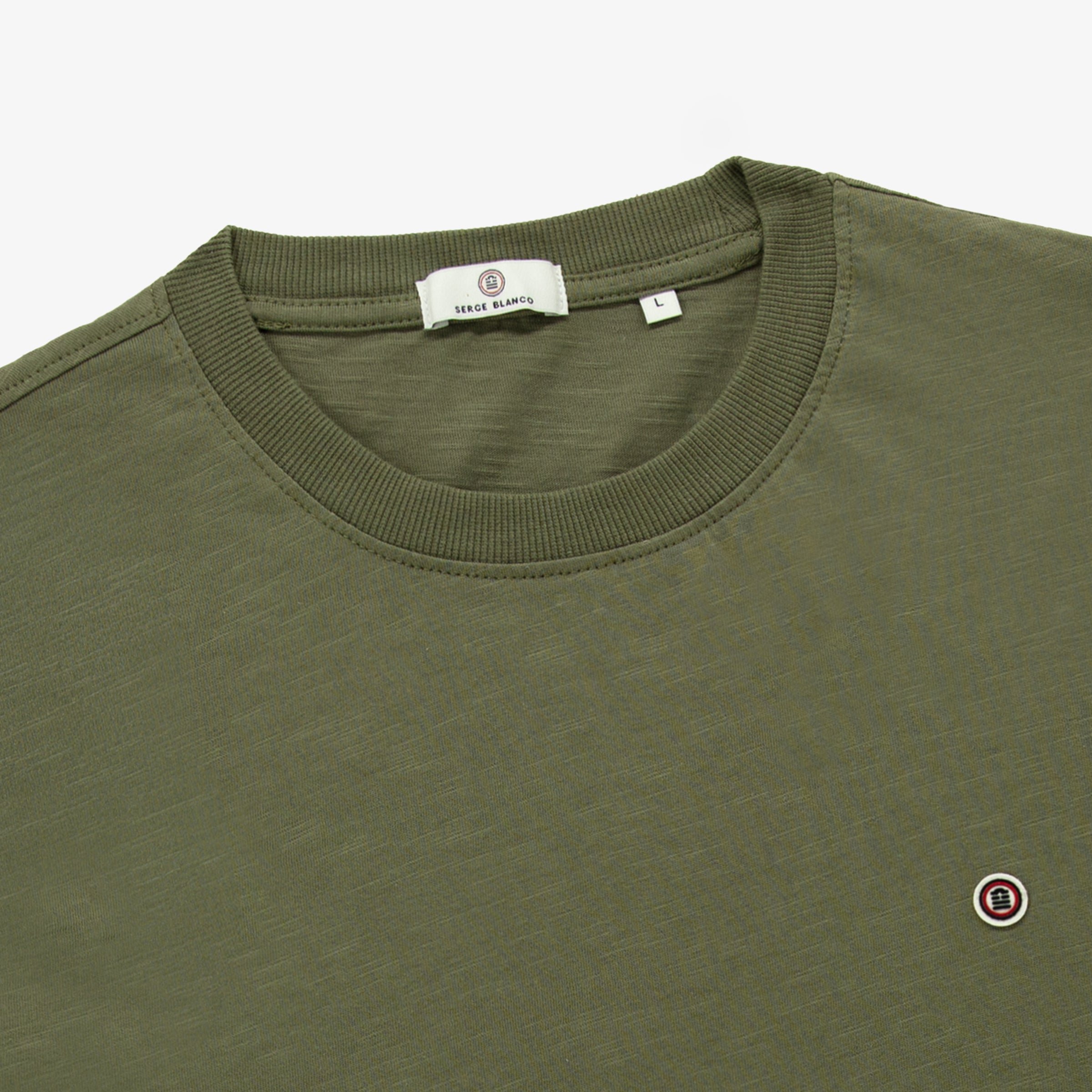 Short-sleeved slub cotton T-shirt SERGE BLANCO Khaki