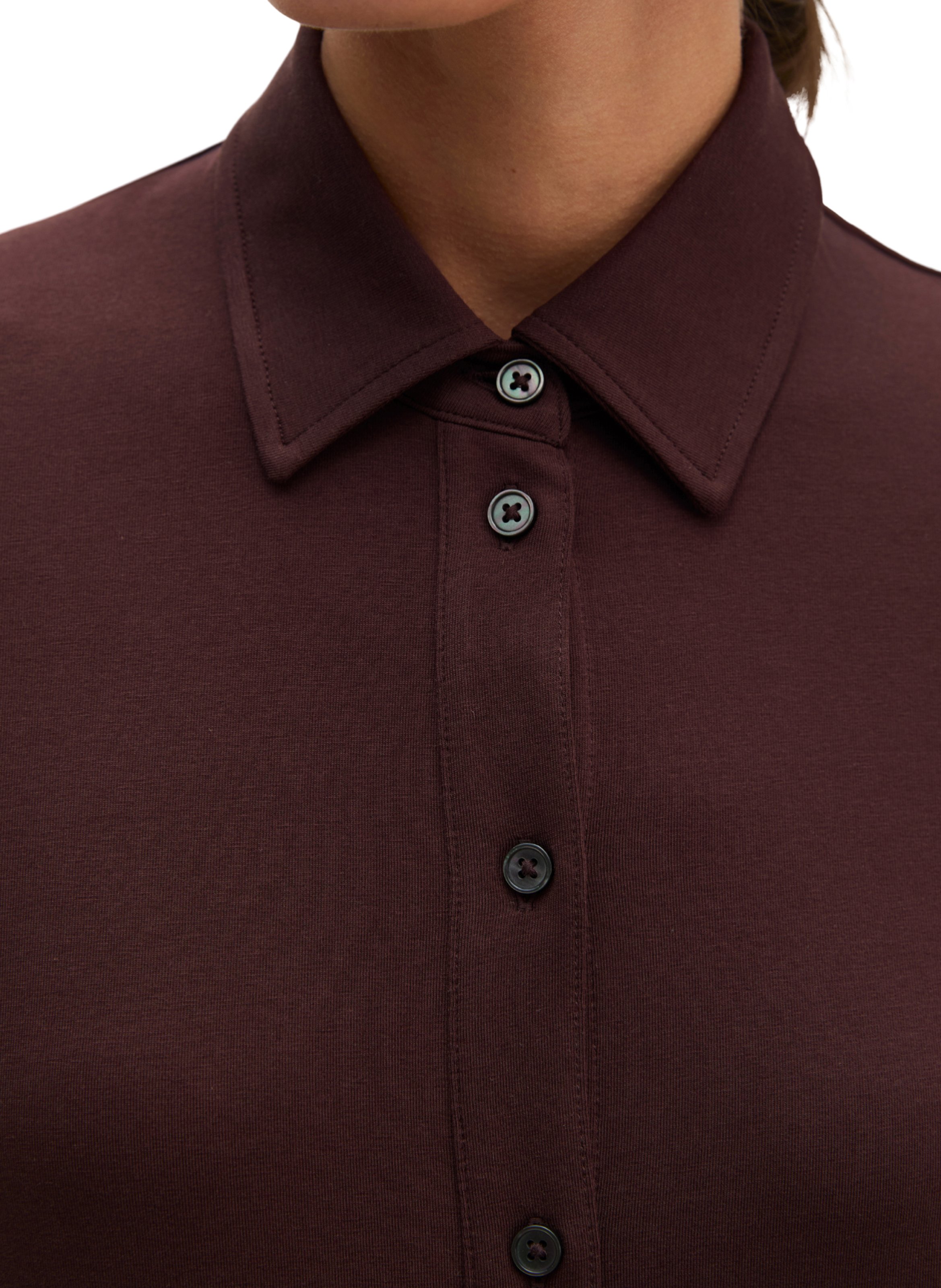 Polo droit à manches longues en coton mélangé MARC O'POLO Rouge