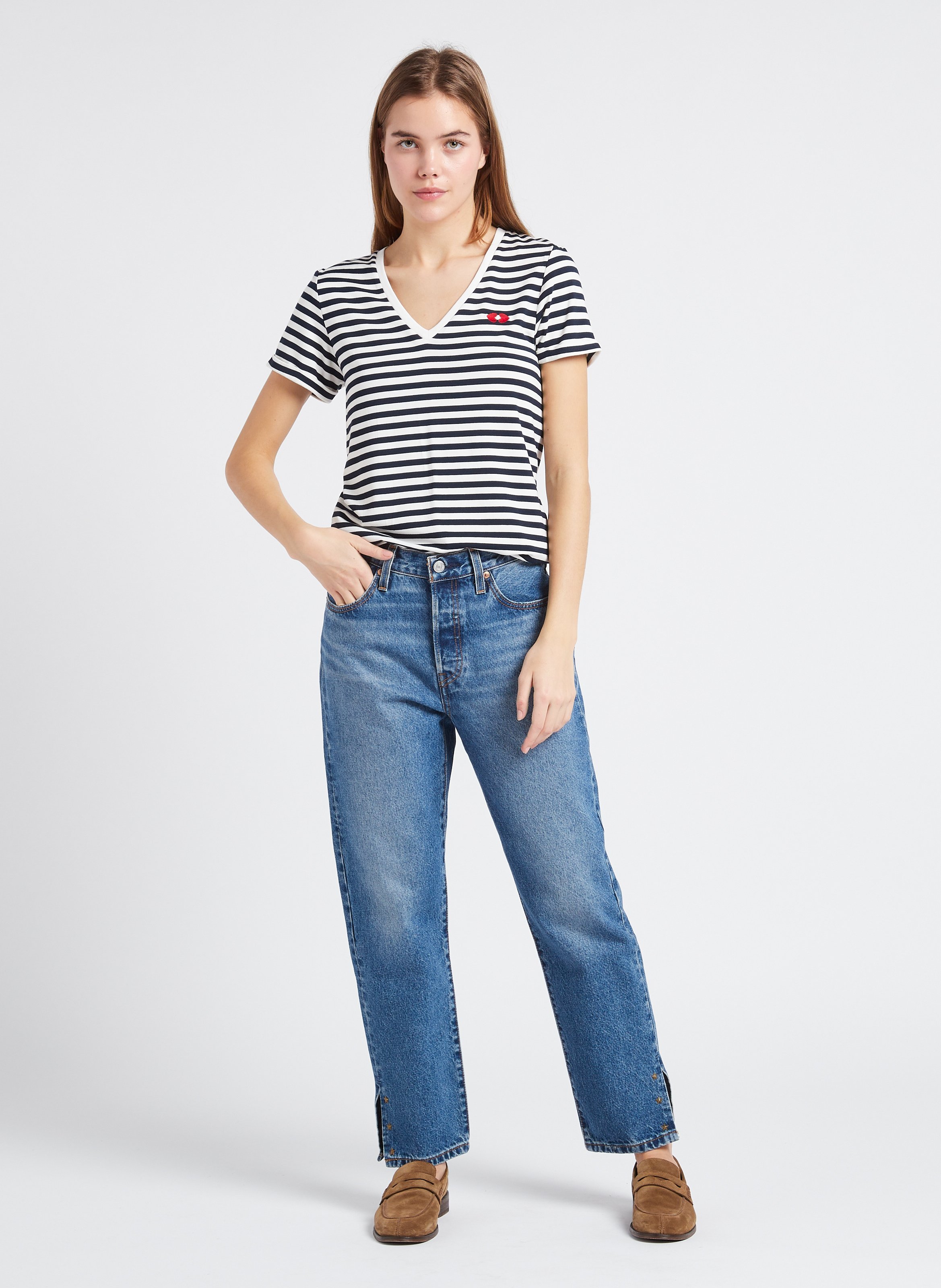 Straight Cut Cropped Jeans aus Baumwolle LEVI'S Blau