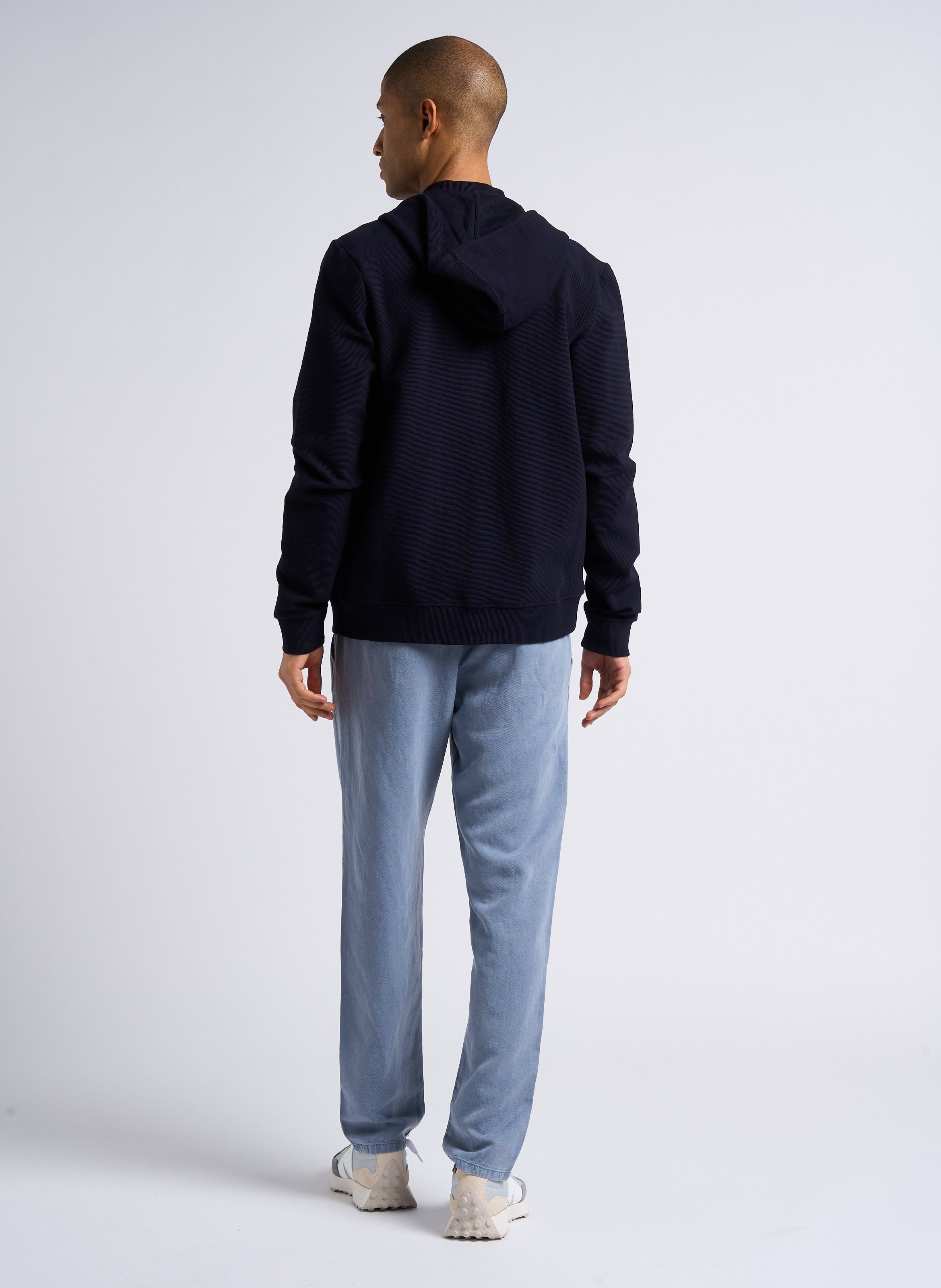 Kapuzenstrickjacke aus Baumwoll-Mix mit Rundhalsausschnitt, Regular Fit IKKS Blau