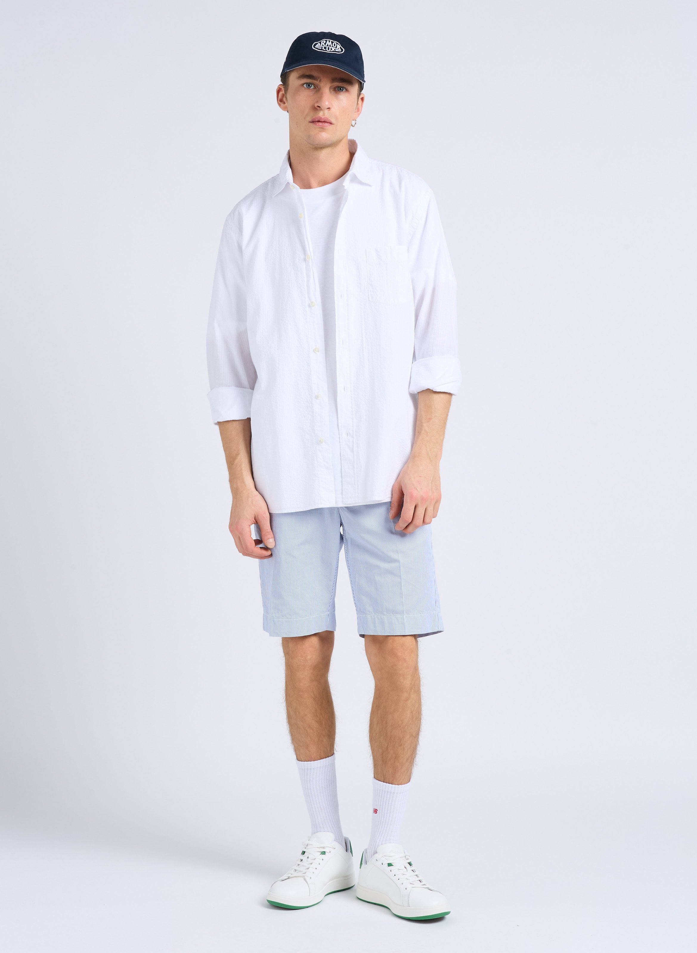 Regular-fit striped cotton shirt HARTFORD White
