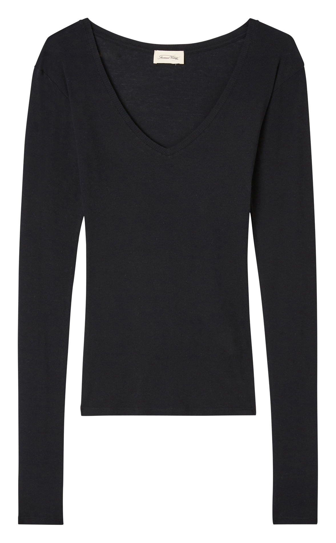 Tailliertes V-Ausschnitt T-Shirt aus Baumwolle MASSACHUSETTS Noir