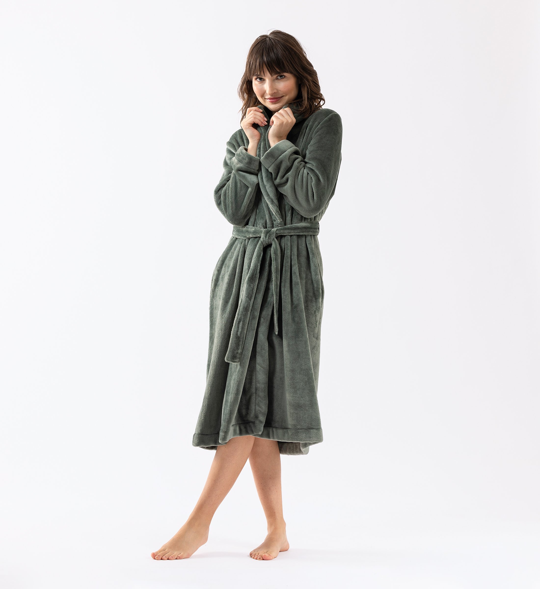 Plush Flannel Robe LE CHAT Green