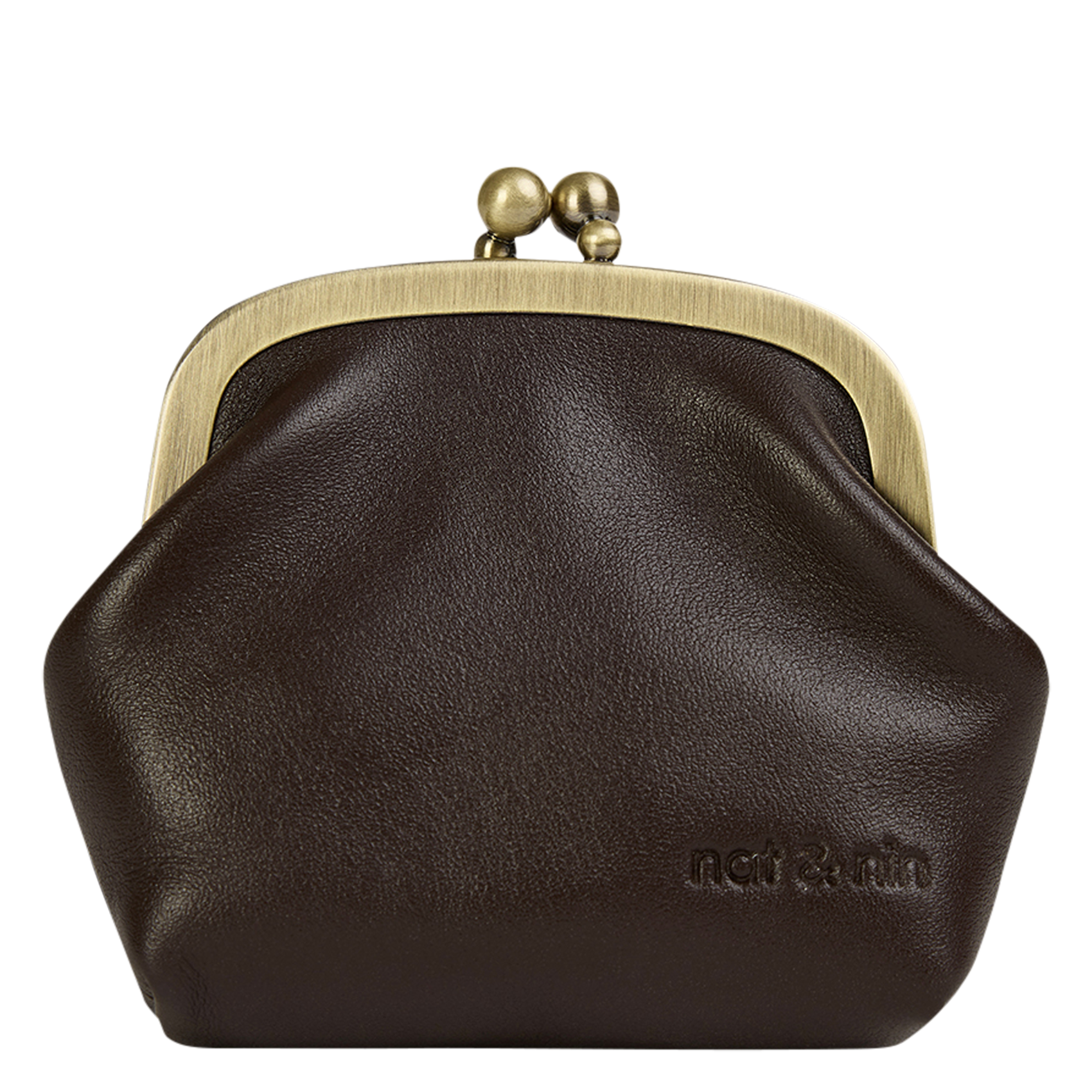 Porte-monnaie en cuir NAT & NIN Marron