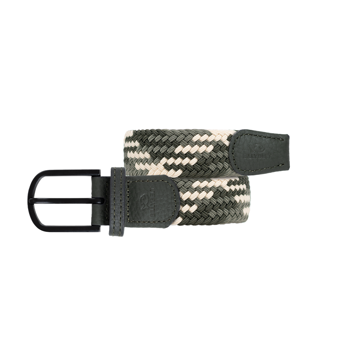 Multicolored braided elastic belt BILLYBELT Green