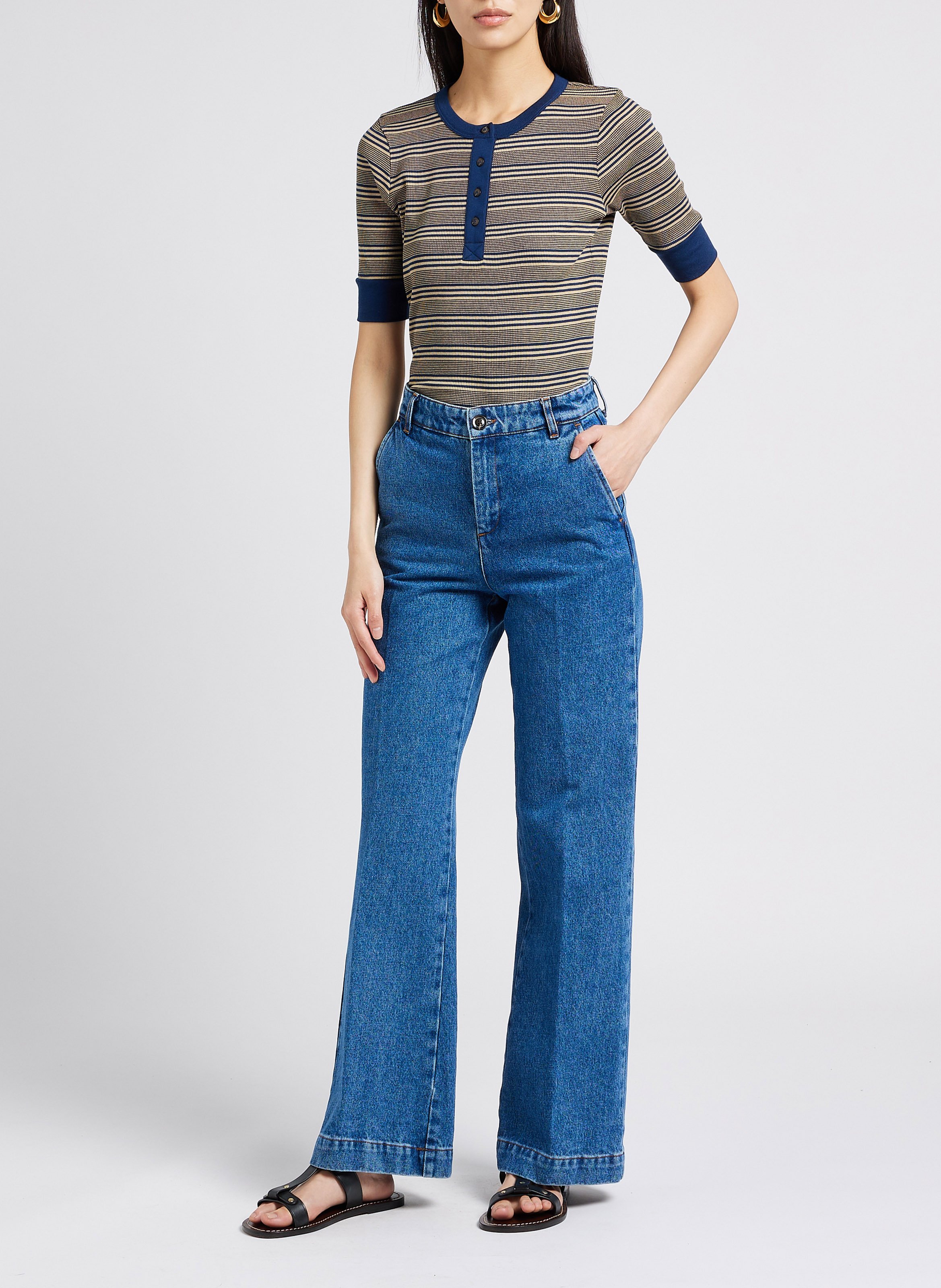 Jean boot-cut en coton  SOEUR Bleu