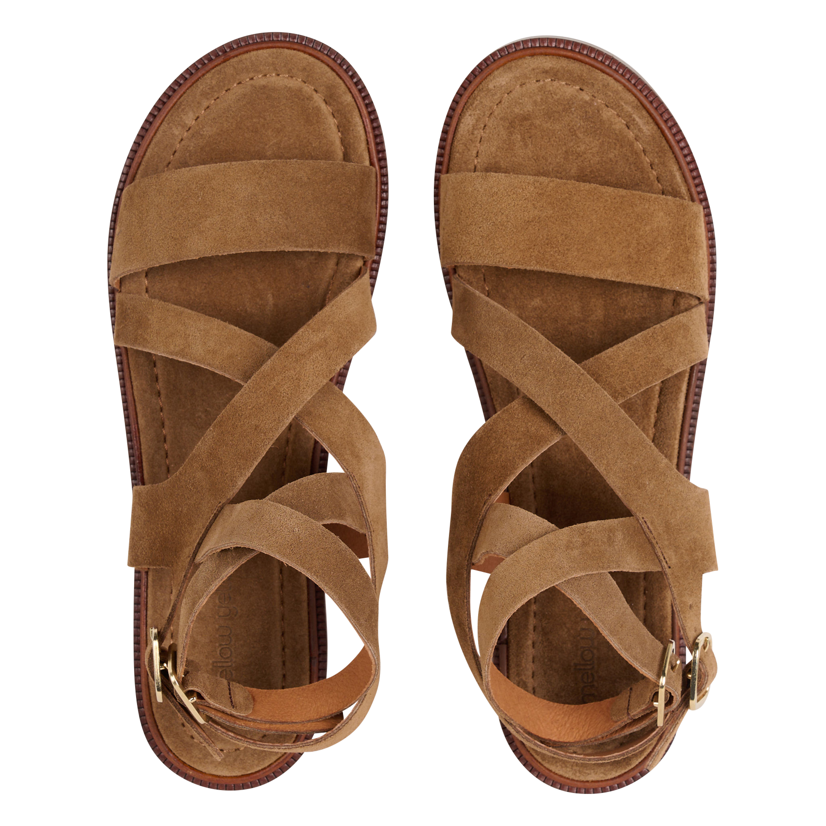 Flache Ledersandalen mit Riemchen MELLOW YELLOW Beige