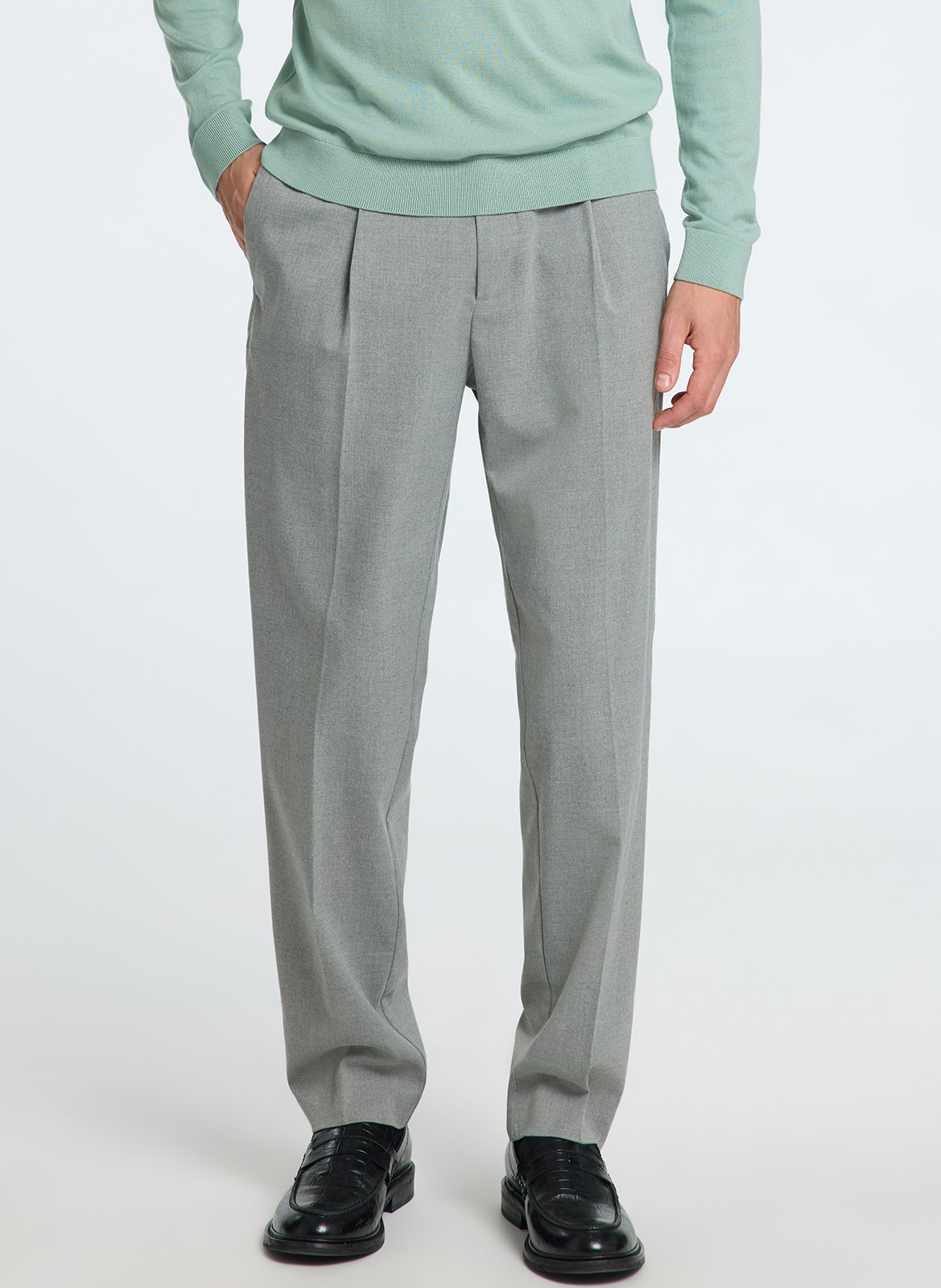 Straight pleated pants SELECTED Grey
