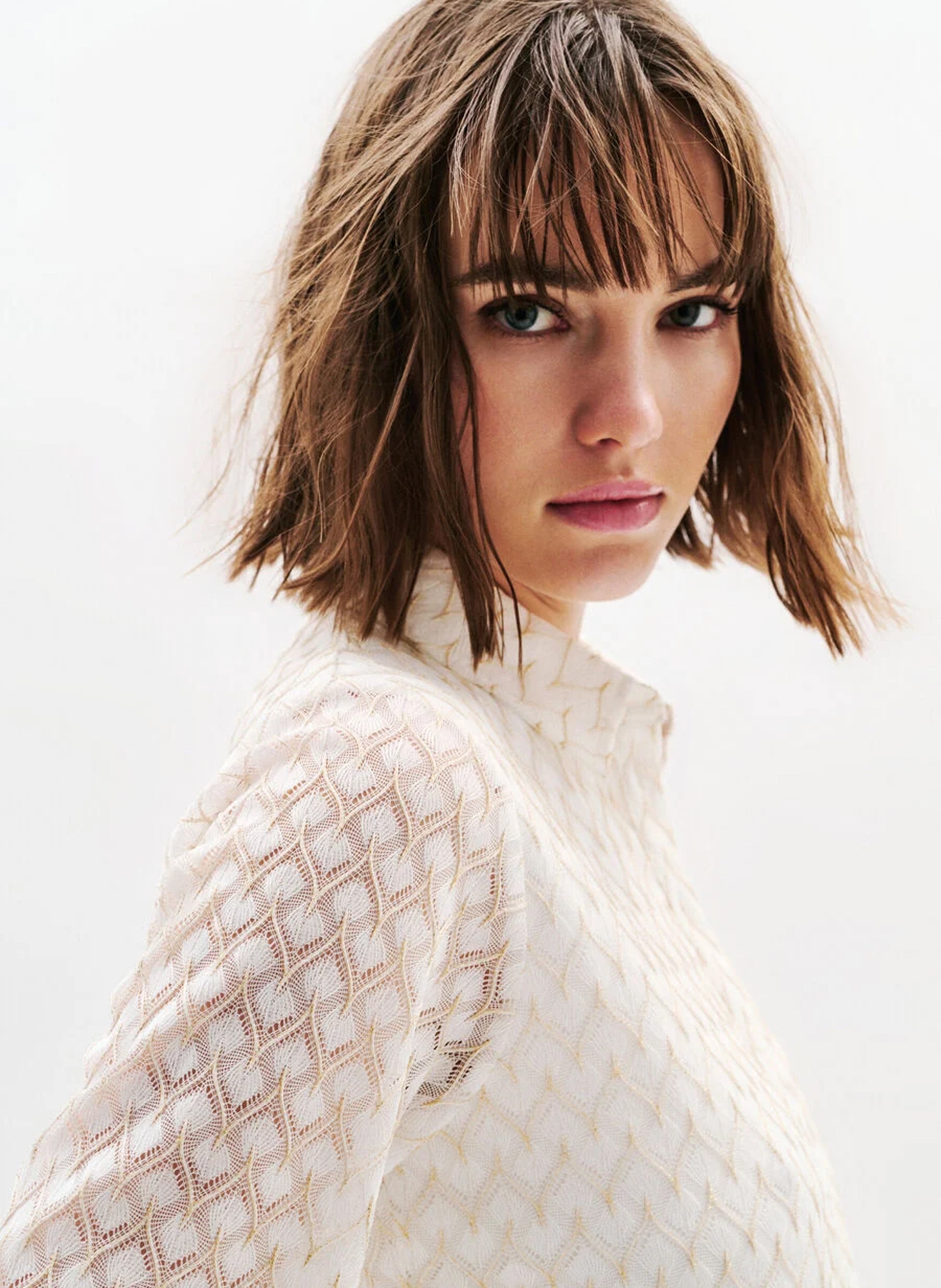 Top col classique  CAROLL Blanc