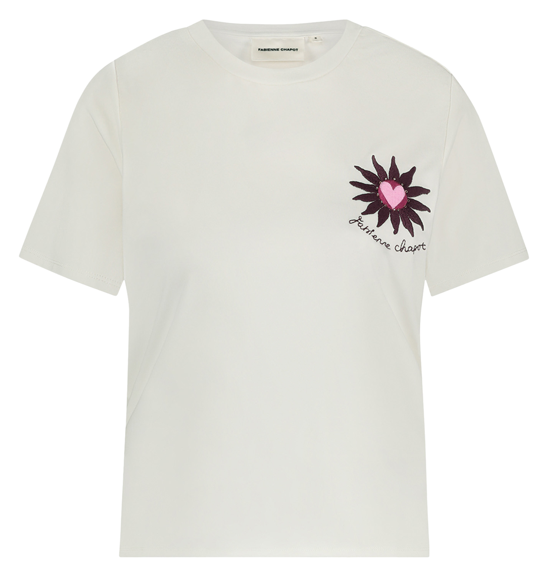 Embroidered straight t-shirt White