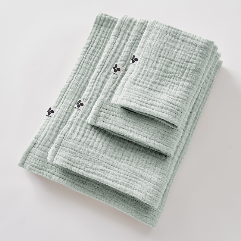 Guest towel 30 x 50 cm plain cotton gauze Gaia L'EFFET PAPILLON Blue