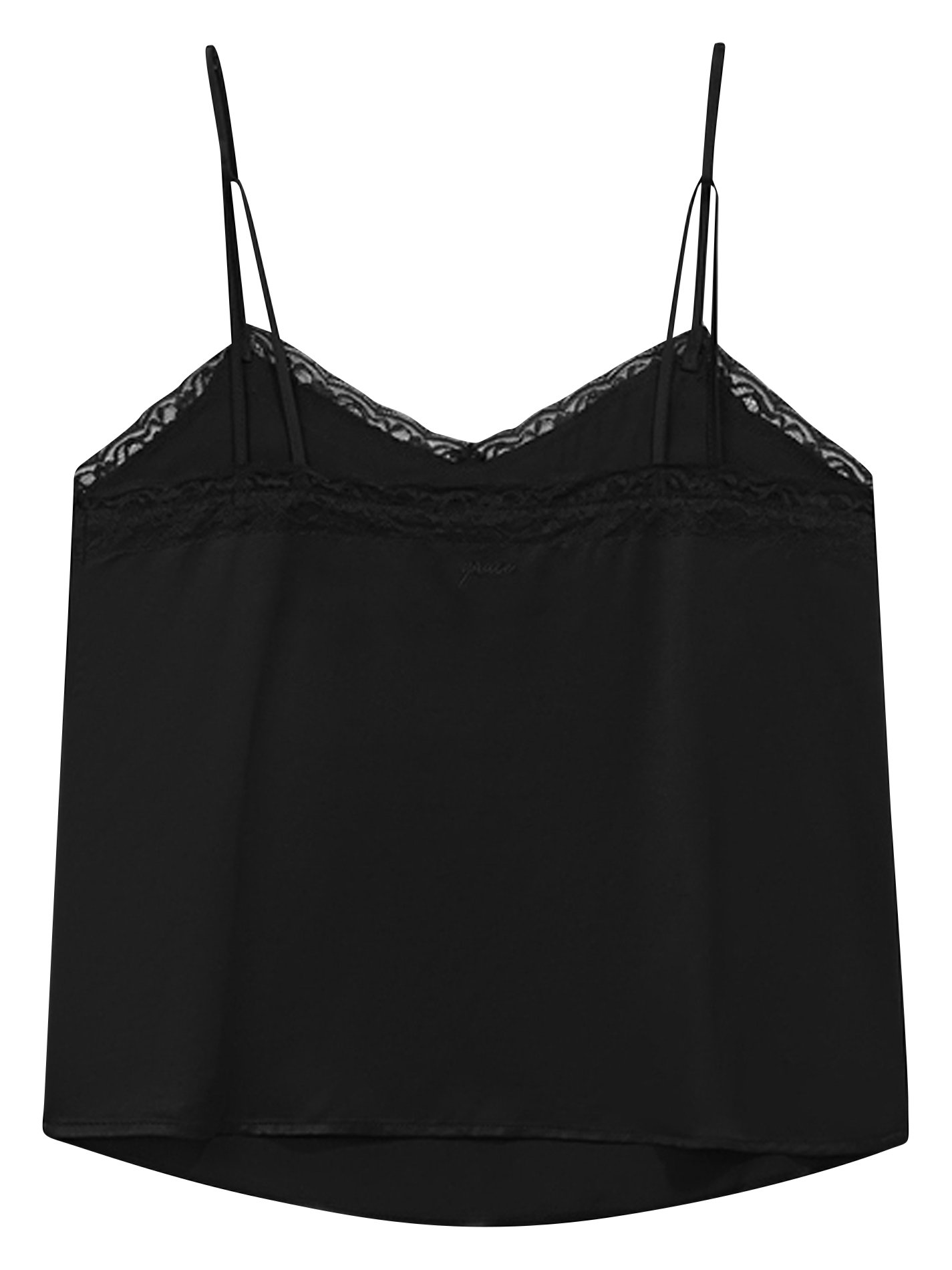 Caraco droit col V satiné GRACE ET MILA Noir