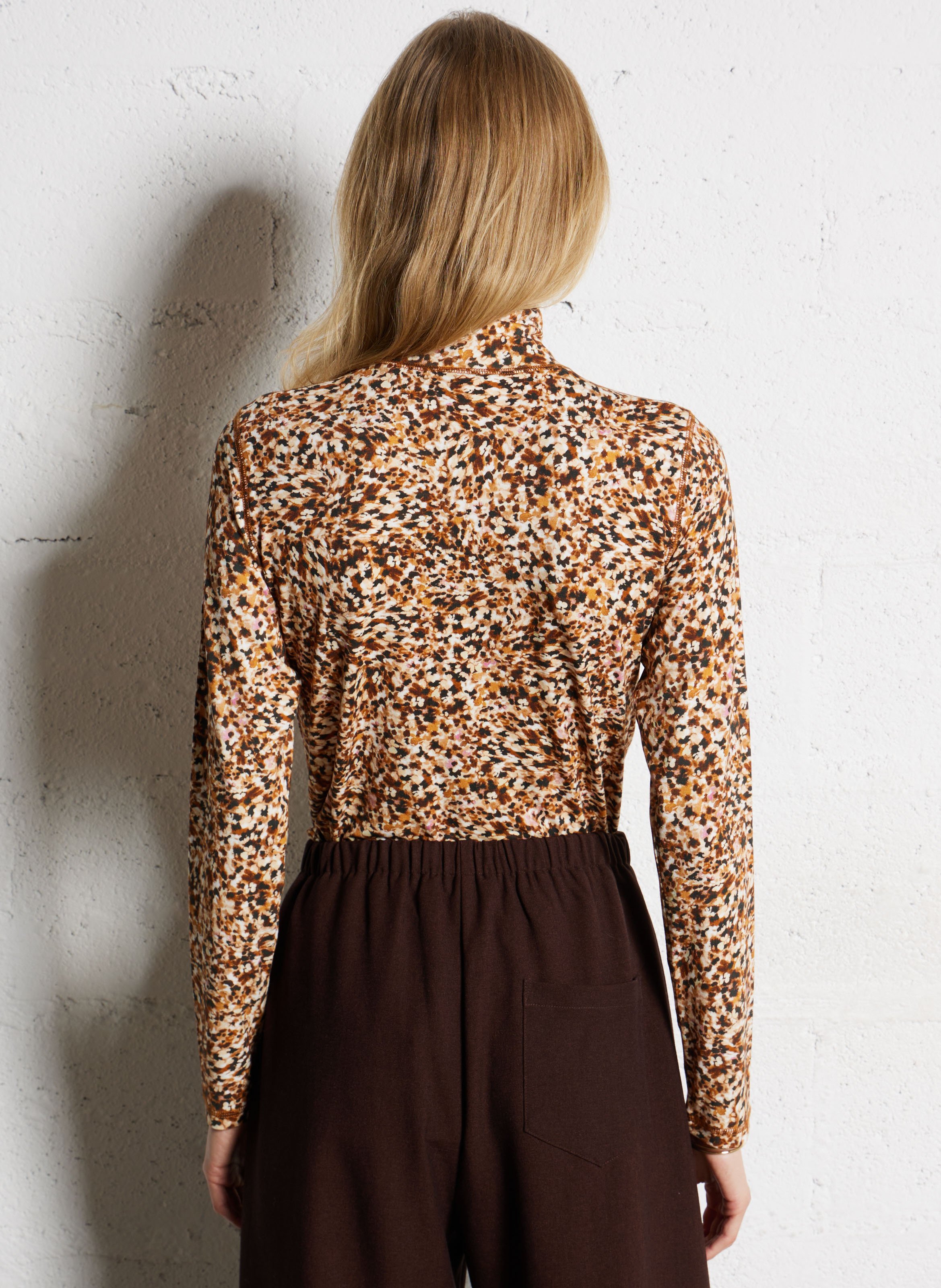 Tee-shirt col montant imprimé SUNCOO Beige