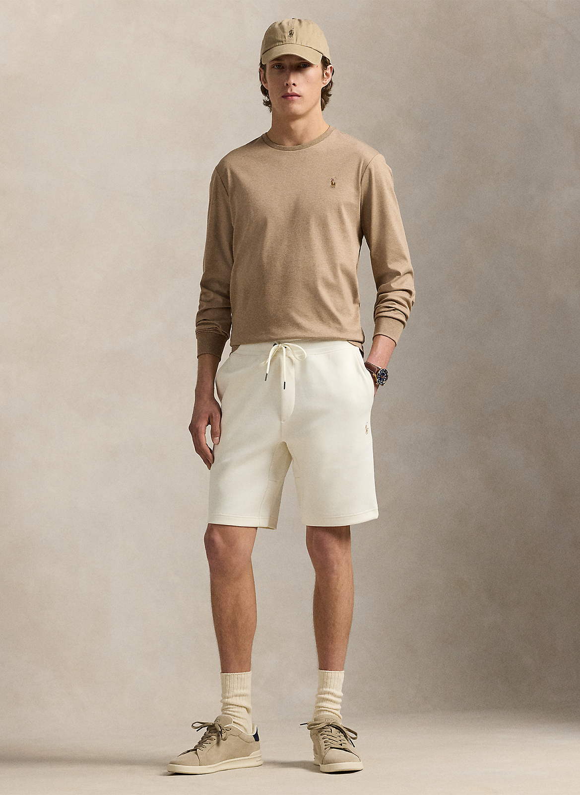 Straight cotton-blend shorts POLO RALPH LAUREN Beige