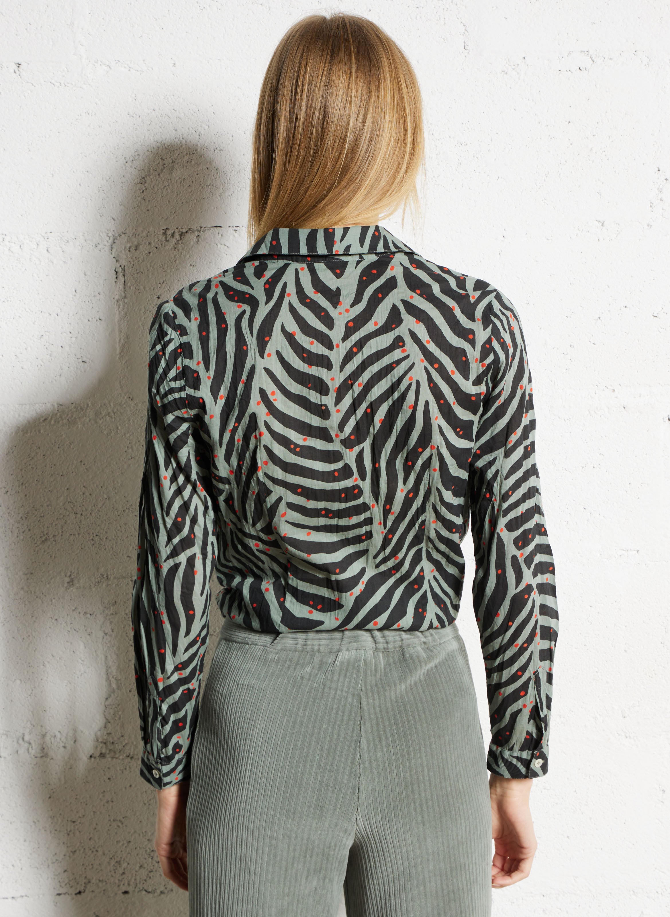 Straight printed cotton shirt Black