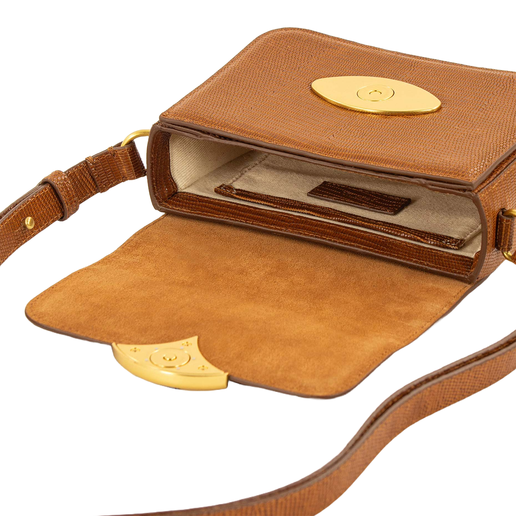 Crocodile effect leather shoulder bag SESSUN Brown