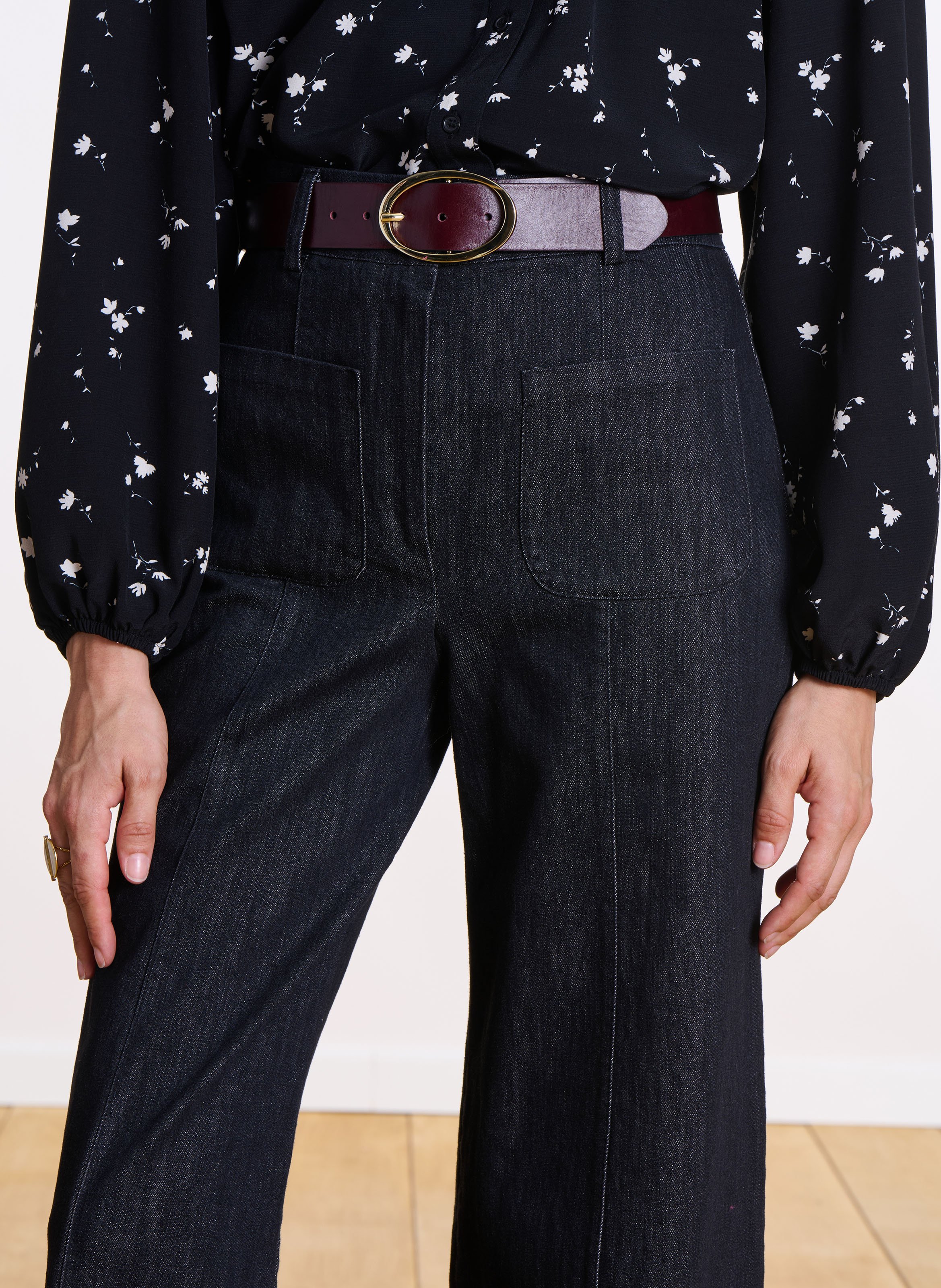 Jean flare bootcut en coton mélangé  LA FEE MARABOUTEE Noir