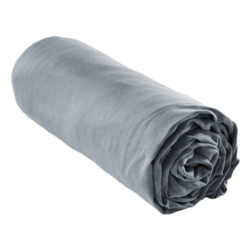 "Fitted sheet "Lysandre" all sizes in "lyocell" butterfly effect" L'EFFET PAPILLON Grey