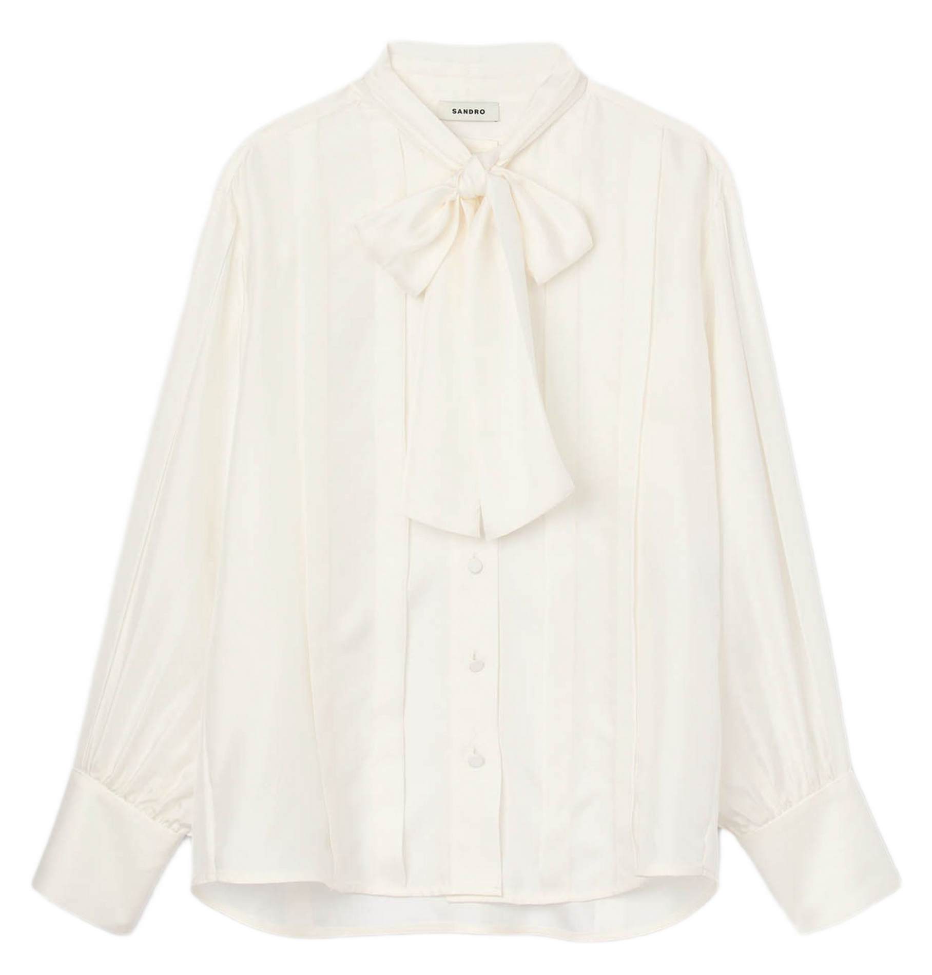 Silk blouse with pussy-bow collar SANDRO White
