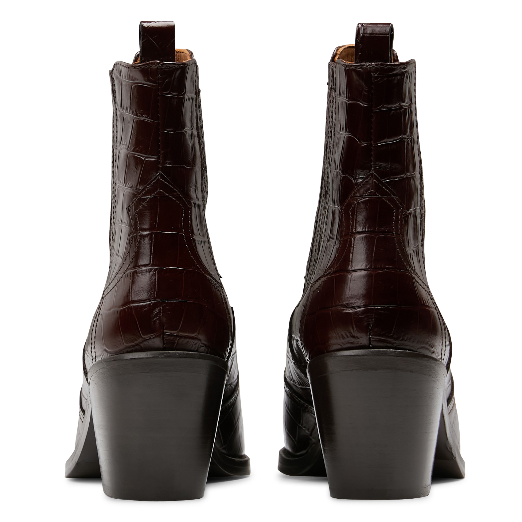 Bottines en cuir embossé croco BOBBIES Marron