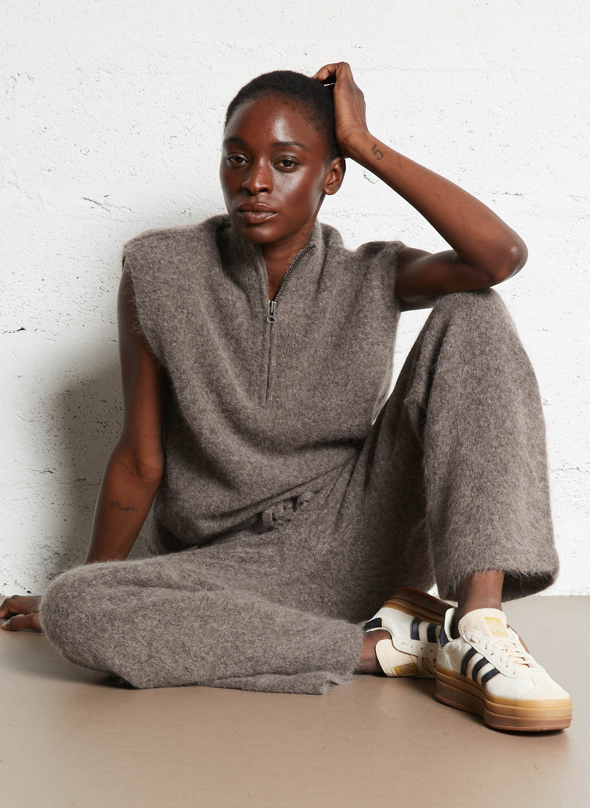 Leather low-top sneakers ADIDAS Beige