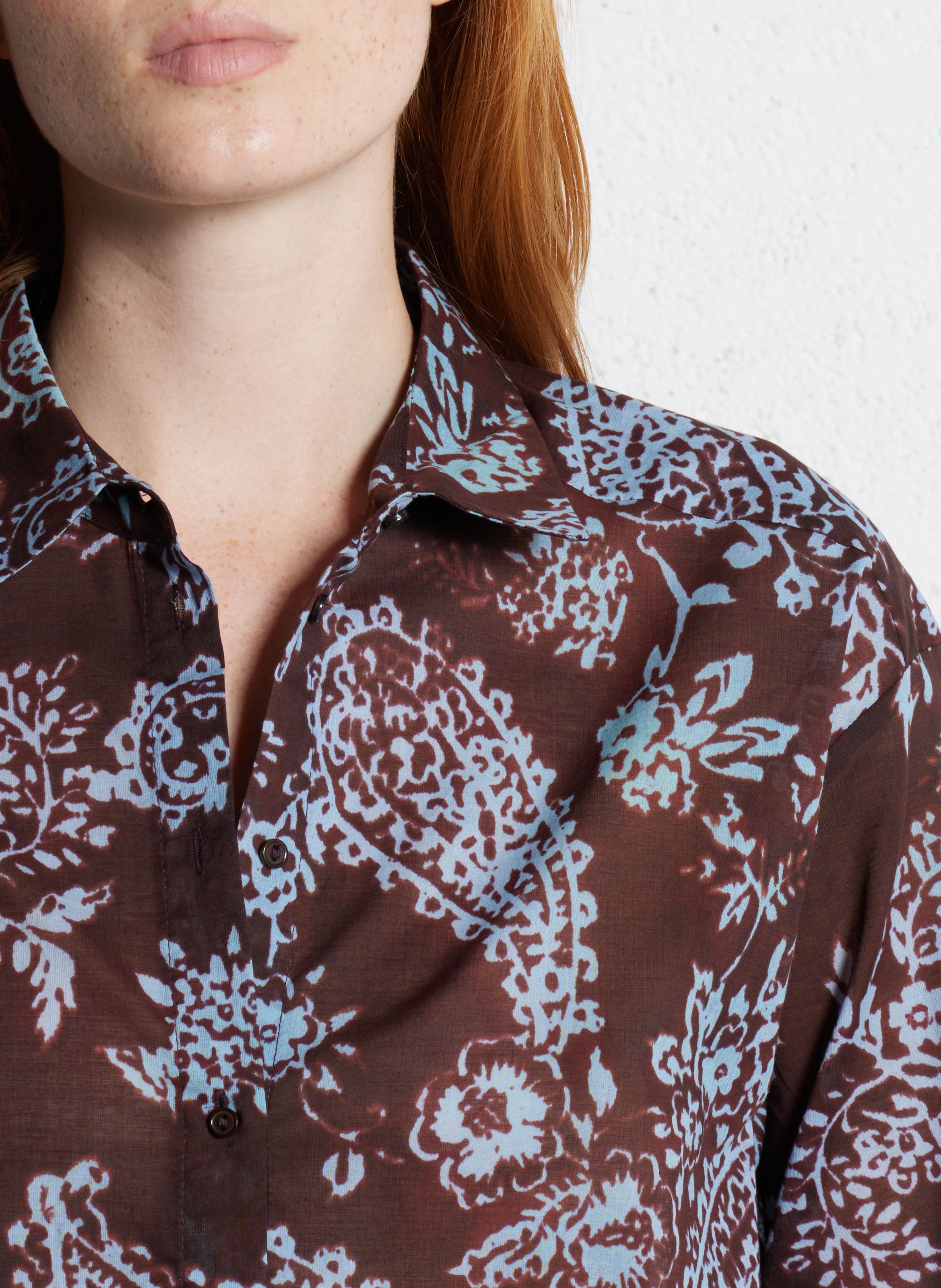 Chemise col classique en coton SUD EXPRESS Marron