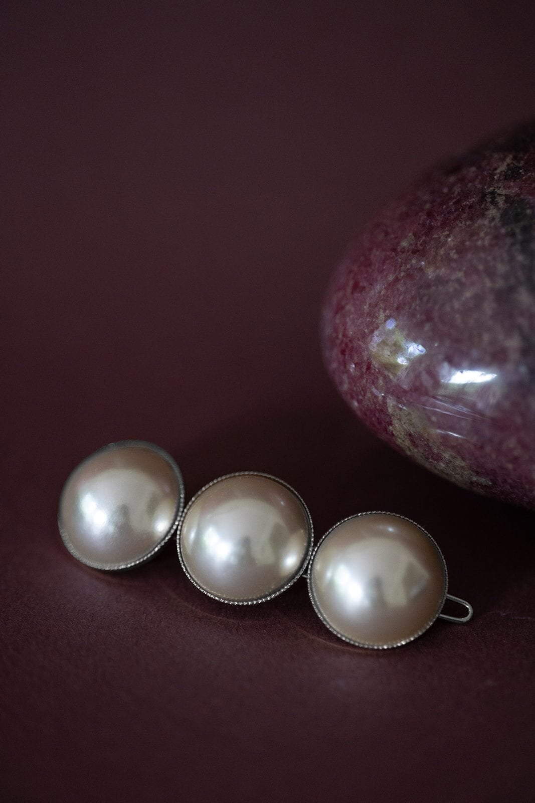 Maxi gold plated bead barrette MONSIEUR SIMONE Silver